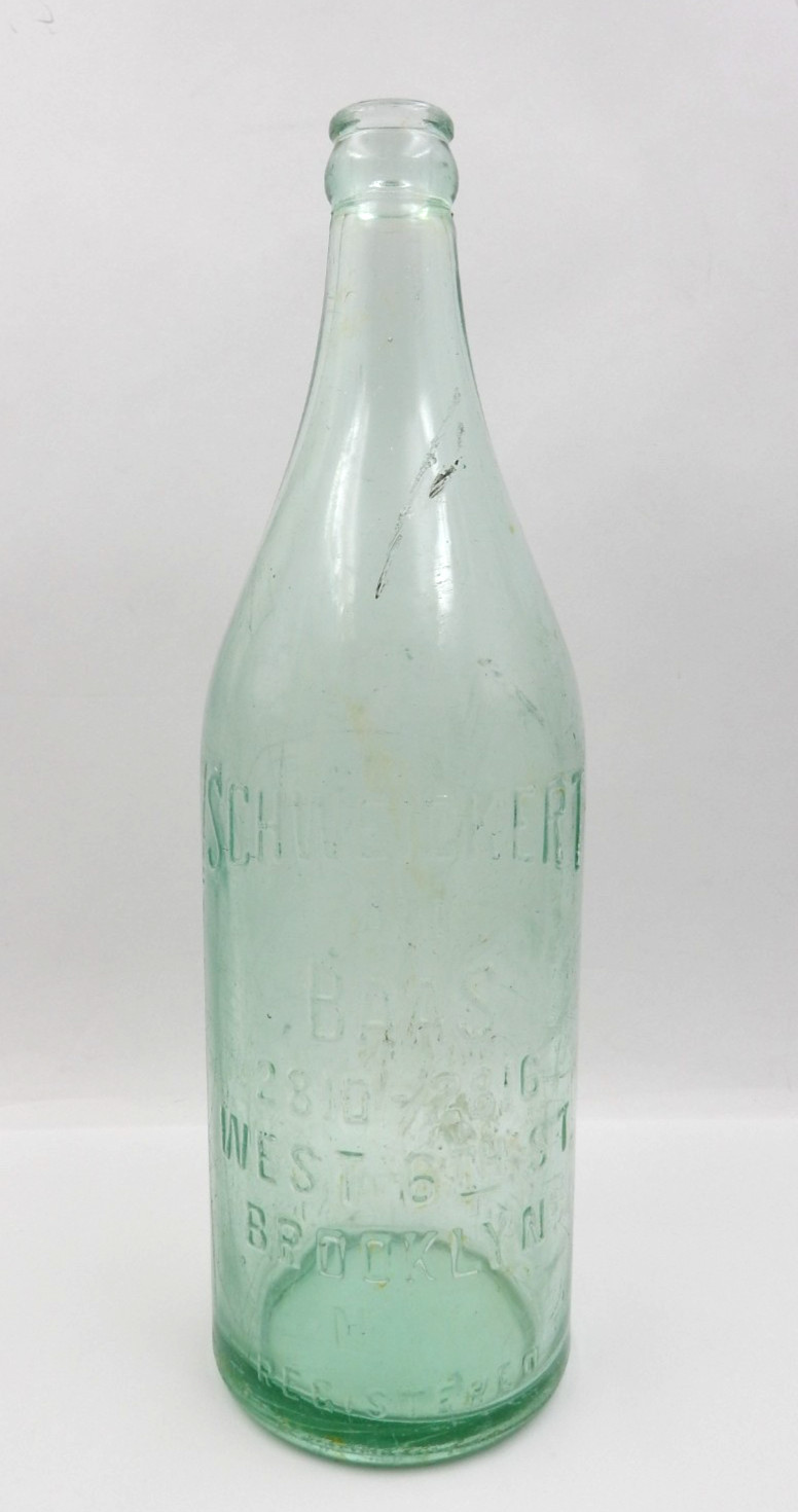 ANTIQUE CROWN TOP BEER / SODA BOTTLE- SCHWEICKERT & BAAS, CONEY ISLAND BROOKLYN