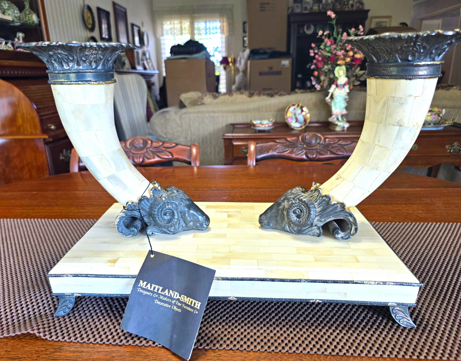 MAITLAND-SMITH HANDMADE CARVED RAM HORN TESSELLATED OXEN TILES RARE METAL MAITLAND-SMITH HANDMADE CARVED RAM HORN TESSELLATED OXEN TILES RARE METAL