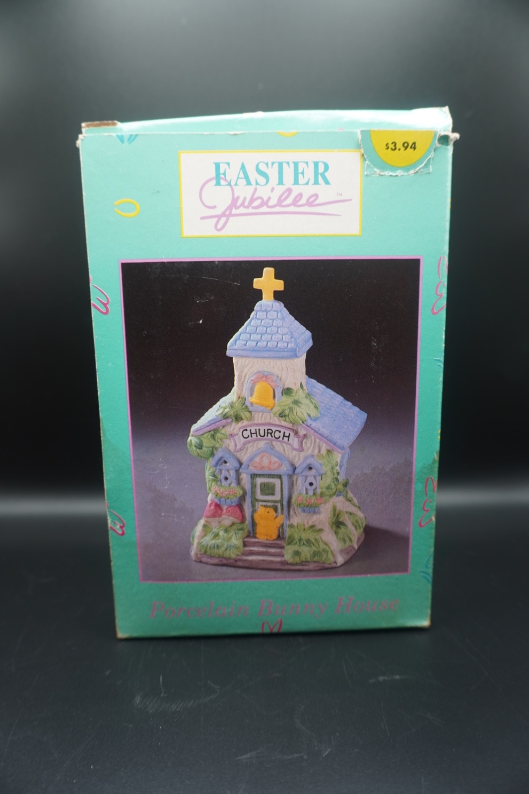 Easter Jubilee Porcelain Bunny Church House Village With Box Vintage 90\'s Kmart