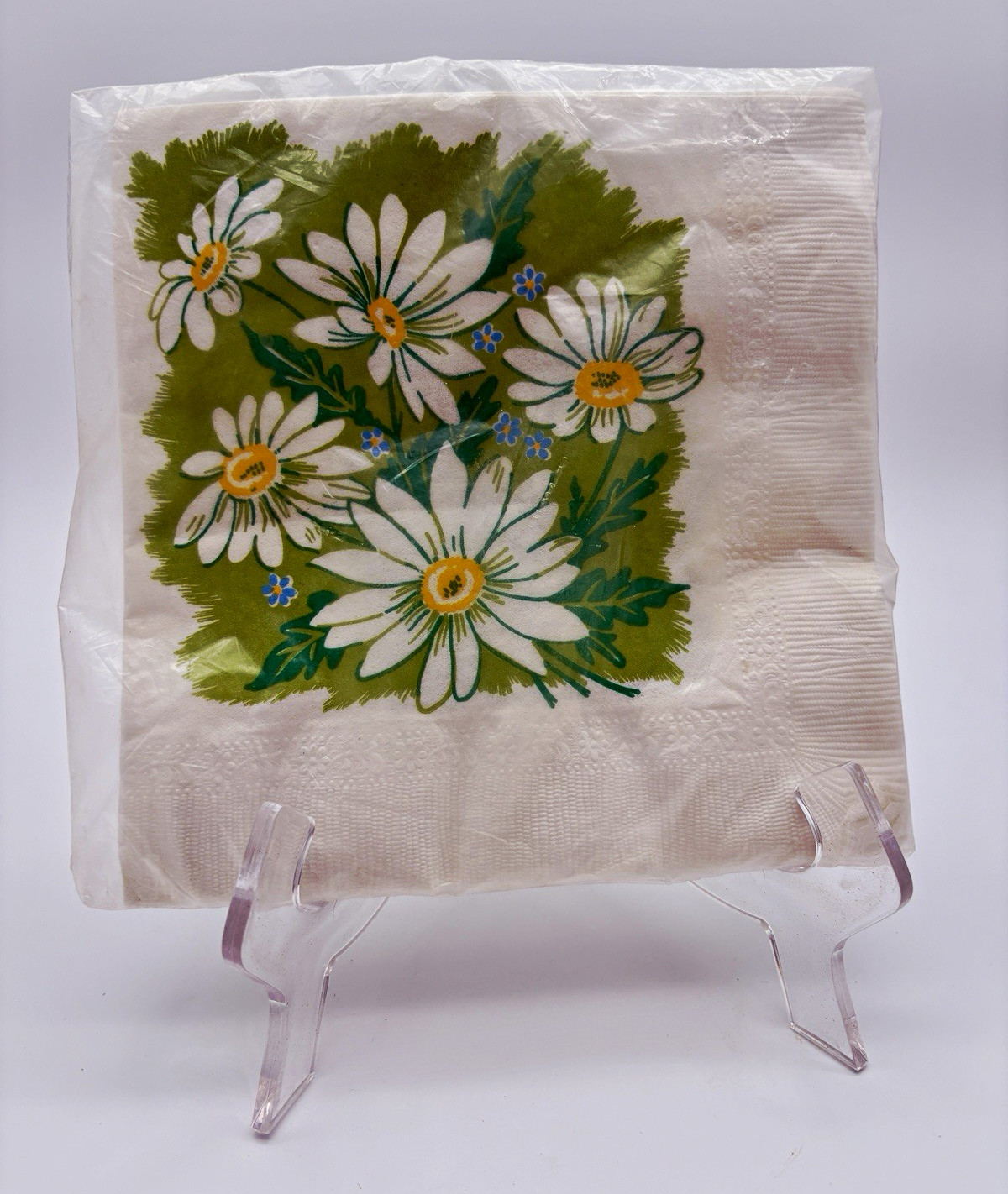 Vintage NOS S.S. Kresge Daisy Floral Facial Tissue Napkins 3-Ply Pack 20 7”