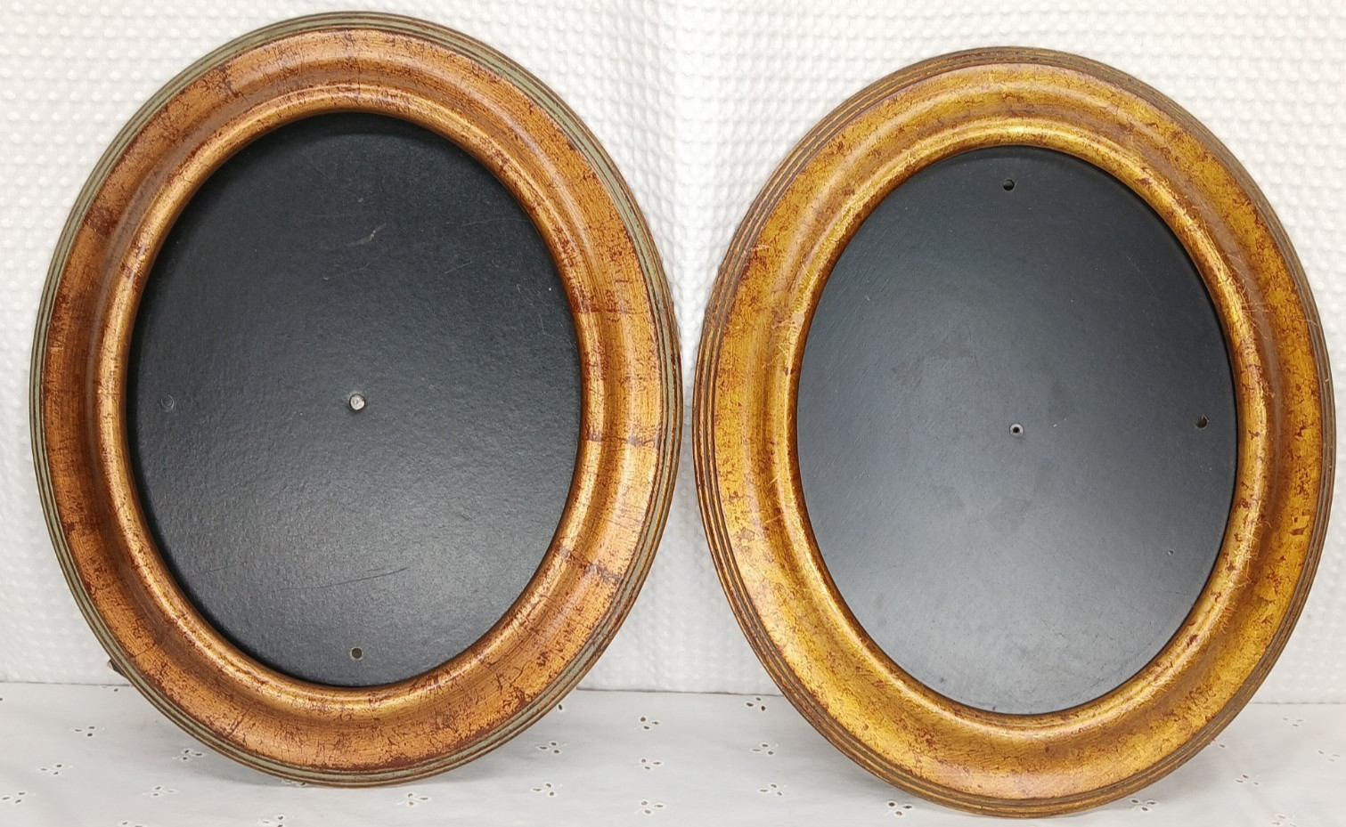PAIR VTG MID CENTURY MODERN BOHO CHIC GOLD PICTURE FRAMES OVAL 13 PAIR VTG MID CENTURY MODERN BOHO CHIC GOLD PICTURE FRAMES OVAL 13