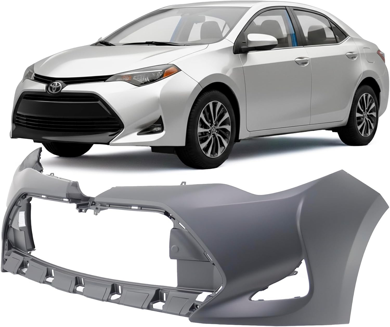Front Bumper Cover Compatible with 2017-2019 Toyota Corolla L LE Eco XLE. New, P
