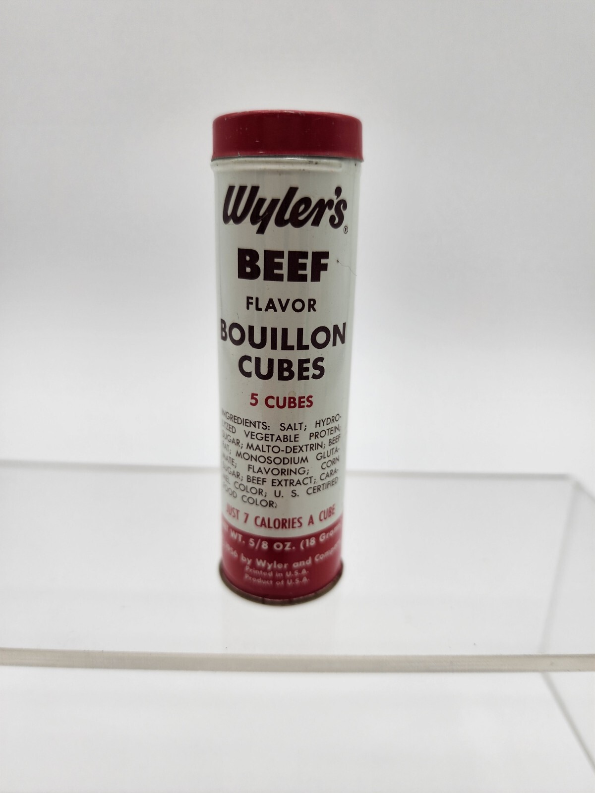 Vintage Wyler\'s Beef Flavor Bouillon Cubes 5/8 oz. Metal 3.5 in. Advertising Tin