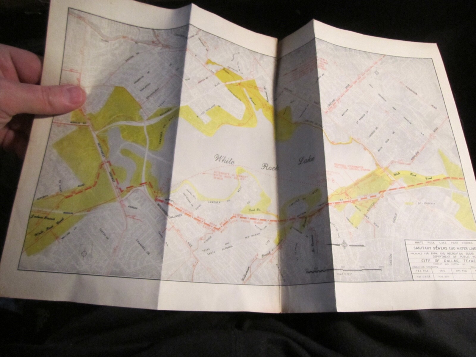 1971 WHITE ROCK LAKE DALLAS, TEXAS SEWER AND WATER LINES MAP 17\
