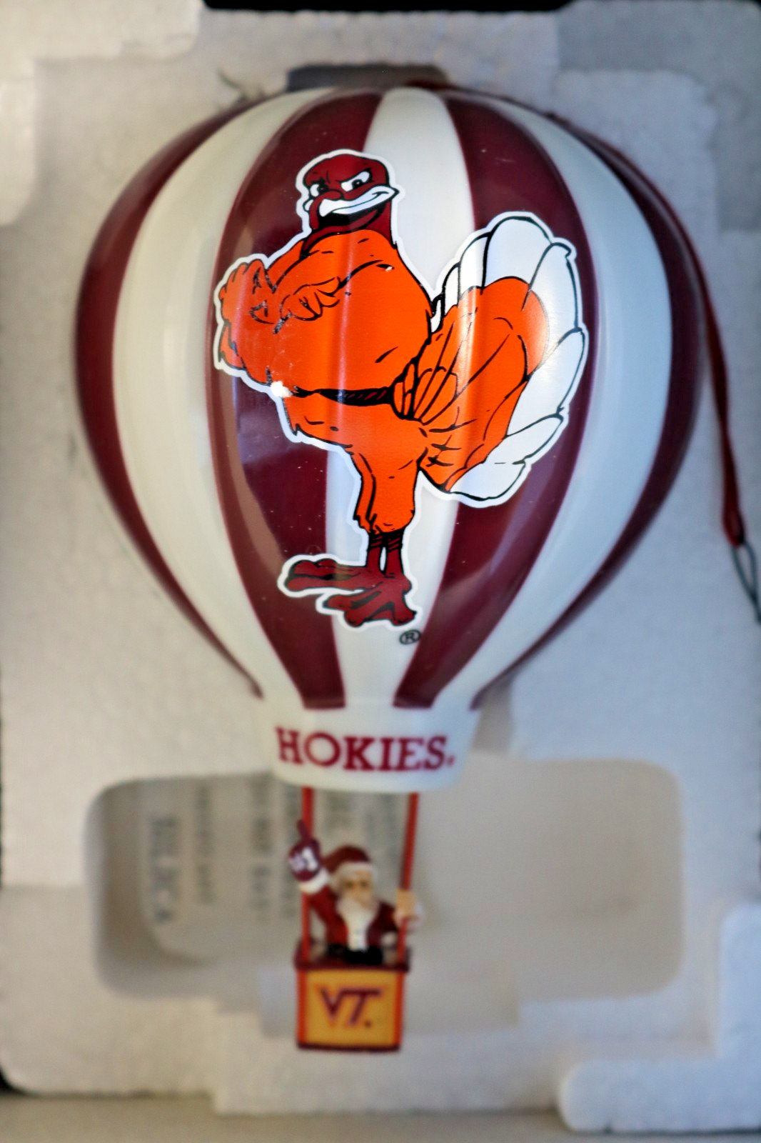2006 Danbury Mint Virginia Tech Hokies Santa Hot Air Balloon Ornament VT In Box