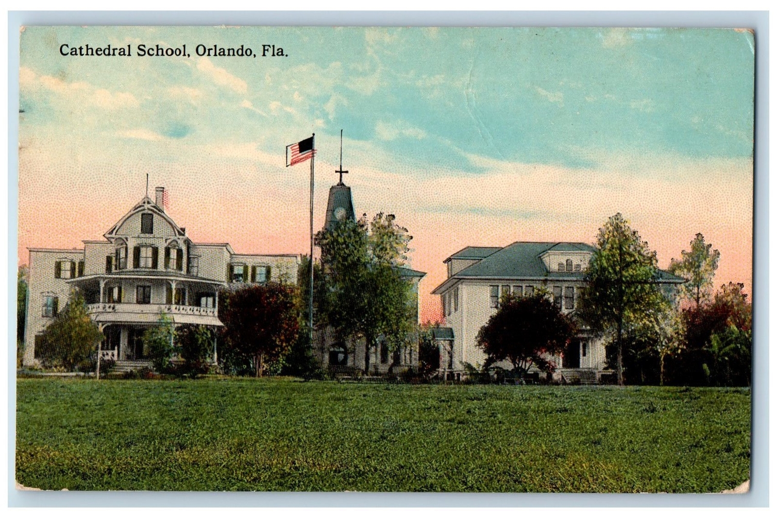 Orlando Florida Postcard Cathedral School Building Exterior Scene 1913 Antique