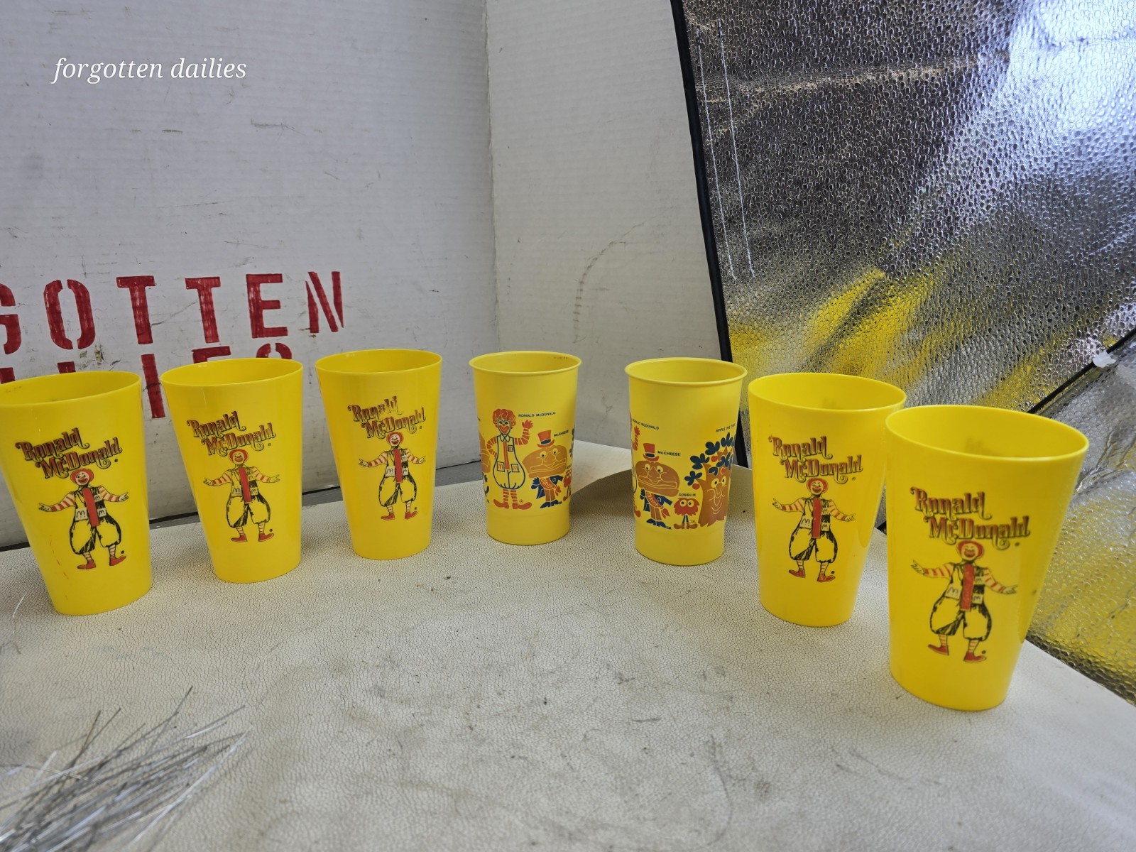 Vintage 1970s McDonalds Plastic Yellow Character Drink Cups Tumblers Lot of 7