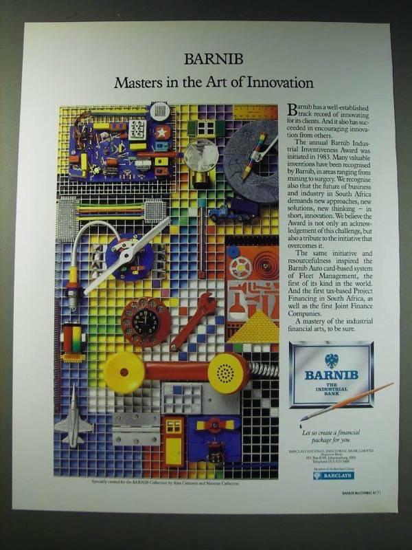 1987 Barclays Barnib Bank Ad - Barnib Masters in the art of innovation