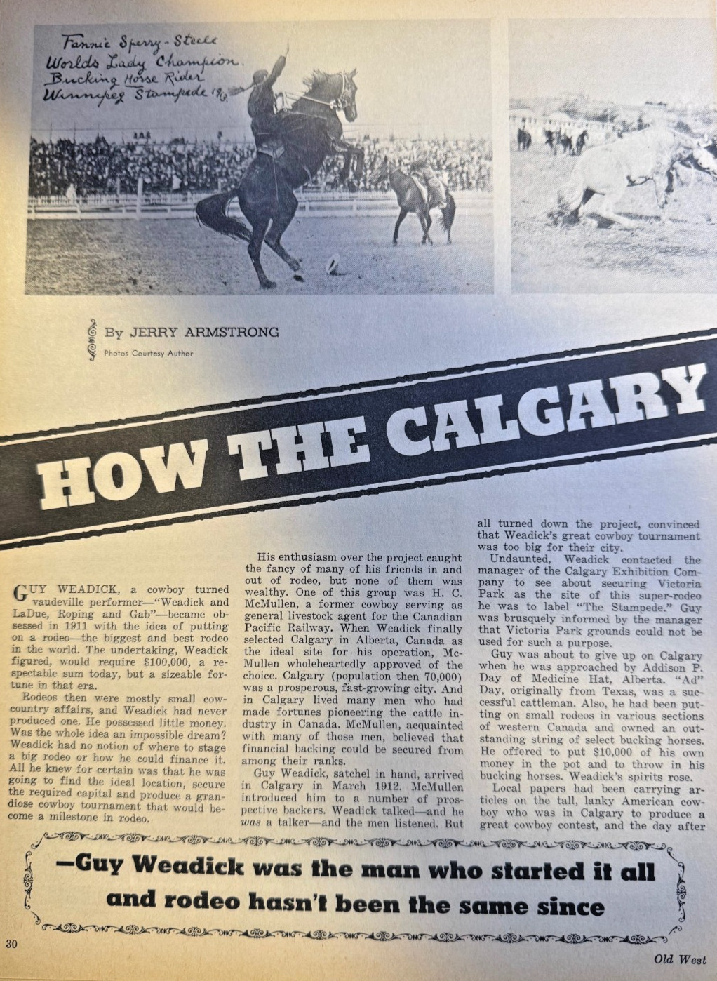 1970 Alberta Canada Calgary Stampede illustrated