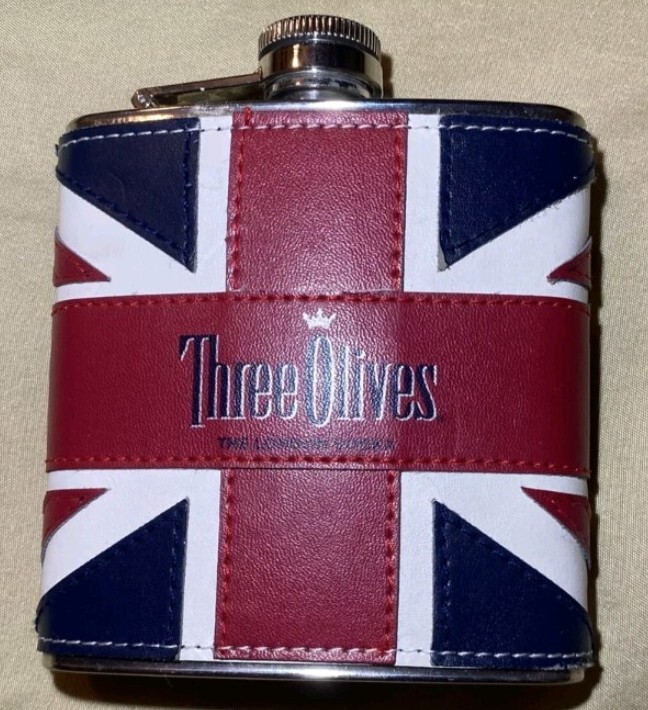 Three Olives The London Vodka 6oz Stainless Steel Flask Three Olives The London Vodka 6oz Stainless Steel Flask
