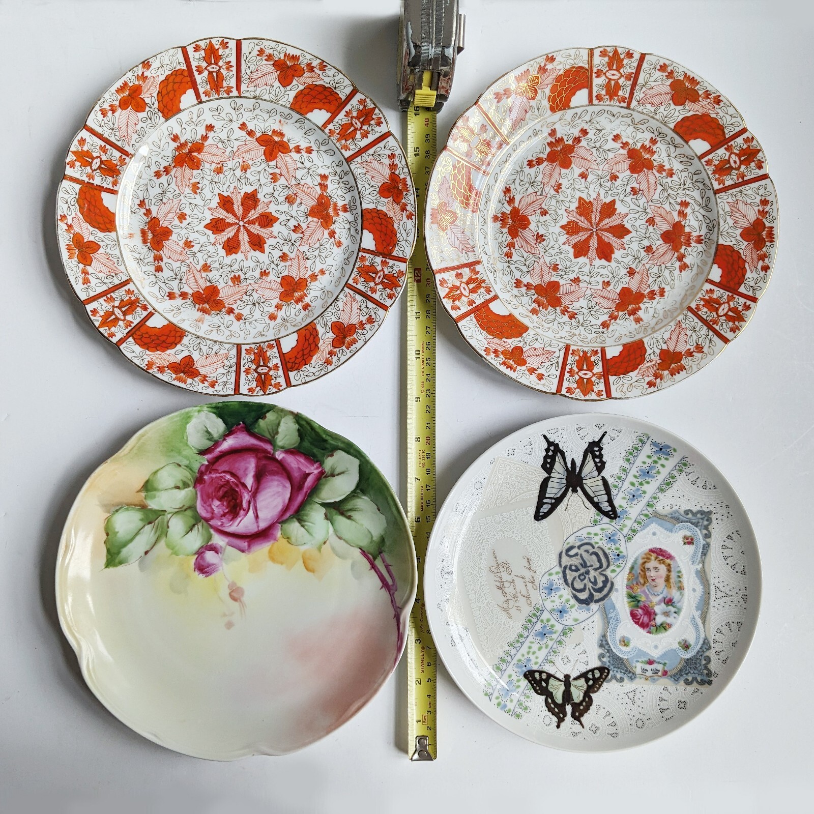 VTG Lot 4 Salad Plates J&C Bavaria Louise, Pair Red Crown Marked, GVanderbilt