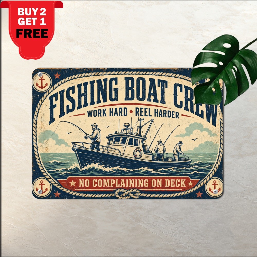 Master Baiter Fishing Boat Metal Sign Funny Lake House Wall Decor 8x12