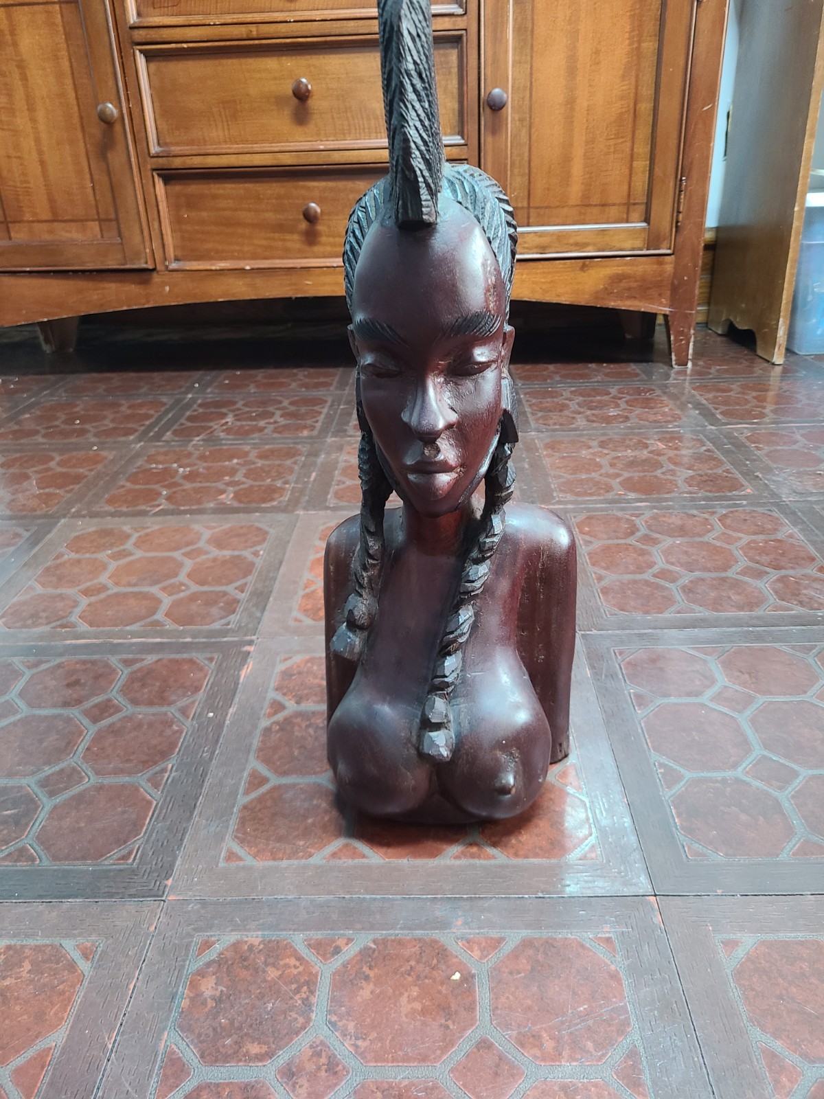 Hand-carved African wooden sculpture