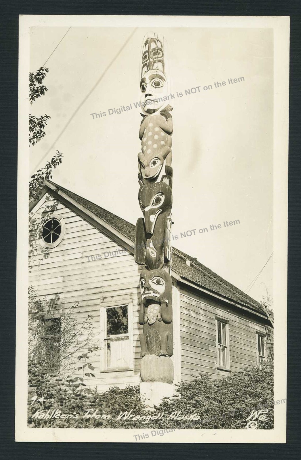 Vtg RPPC Chief Kahlteens Frog Totem Pole Wrangell AK Kicksetti Tribe Winter Pond