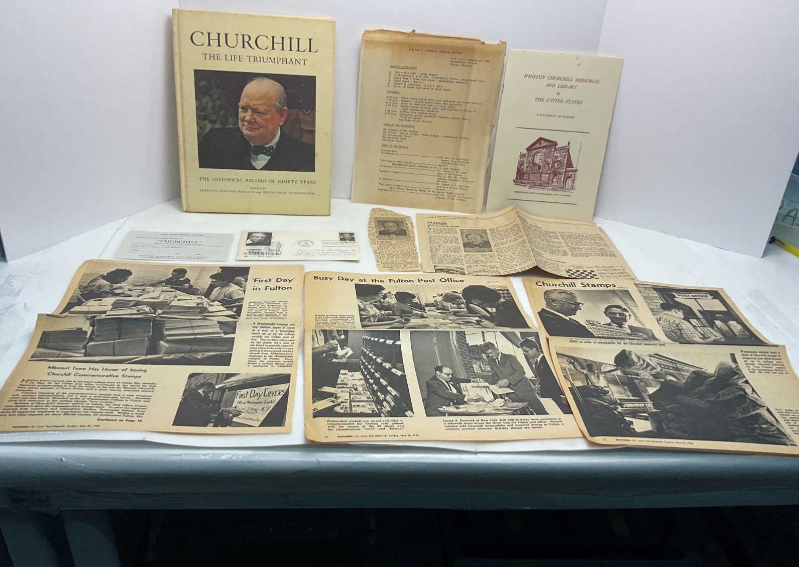 Winston Churchill Fulton Missouri 1965 Memorial Service Stamp Issue Ephemera C1