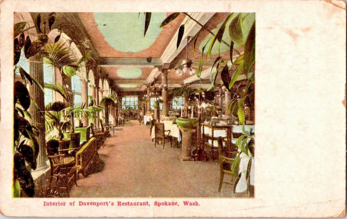 Antique Spokane, Washington (WA) Davenport Hotel Restaurant posted 1913