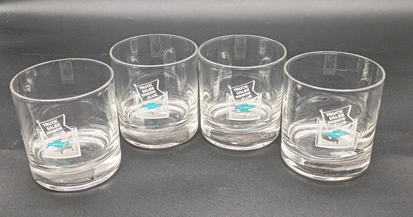 Vintage 1968 Chevrolet Truck Sales Honor Club Glasses Set of 4 Lowball Rocks MCM