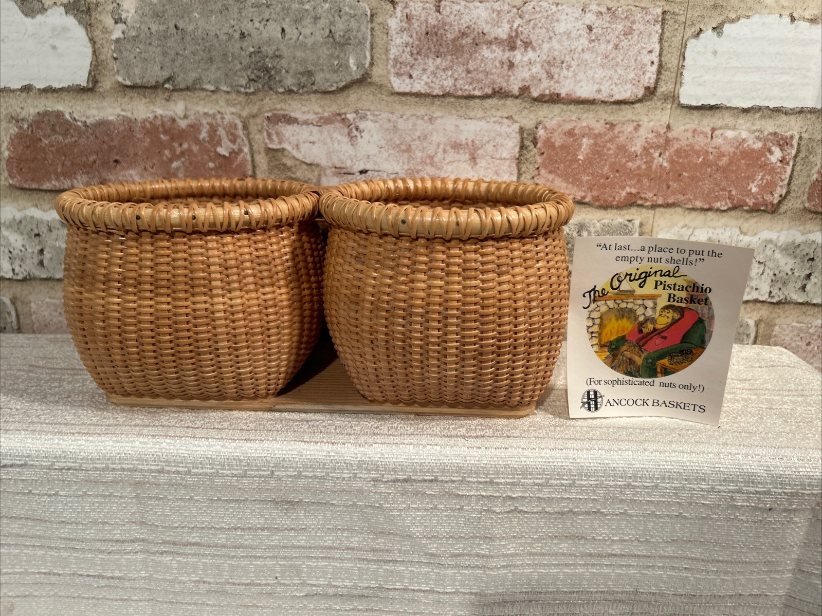Vintage Hancock”The Original Pistachio~Peanut Nantucket Double Basket”Woven~NEW