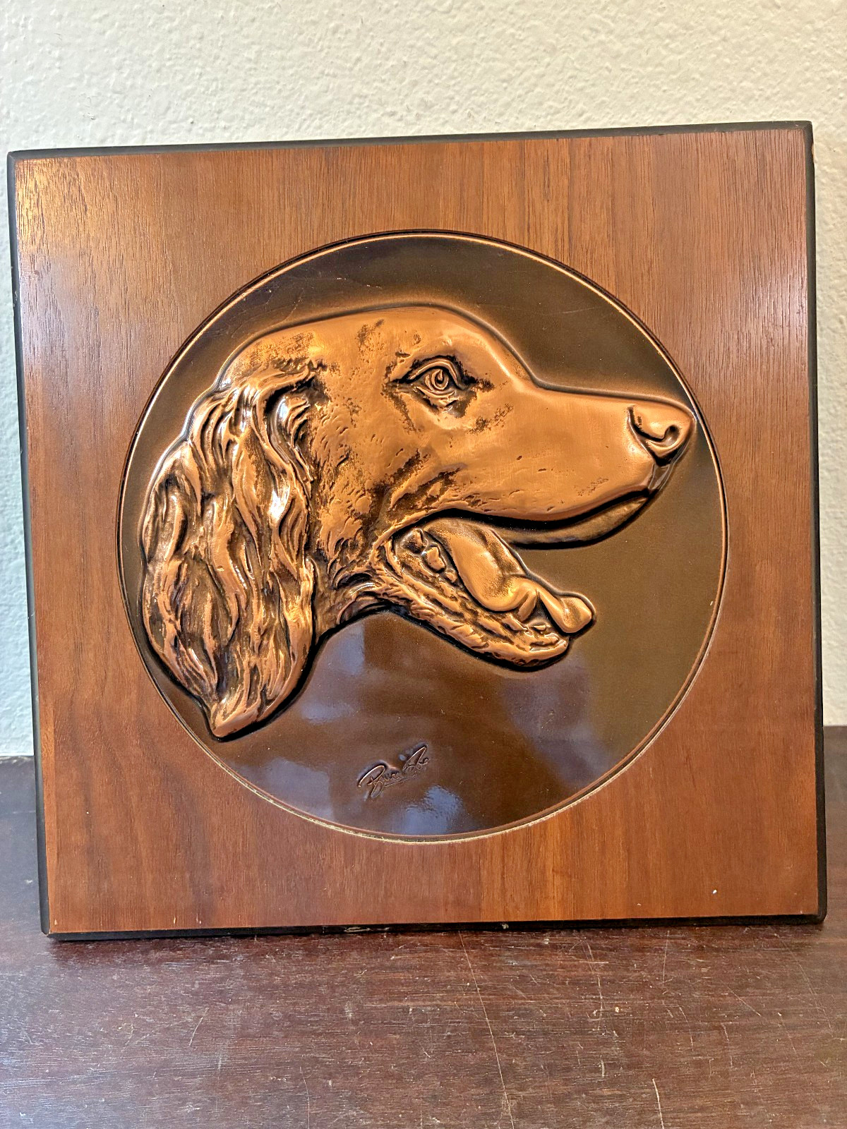 Bruce Fox Copper Dog on Wood Frame, 10