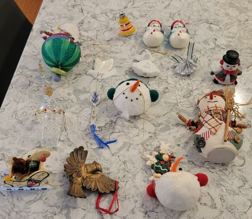 Lot of 16 Christmas Santa Snowman Mercury Glass Ornaments Some Vintage