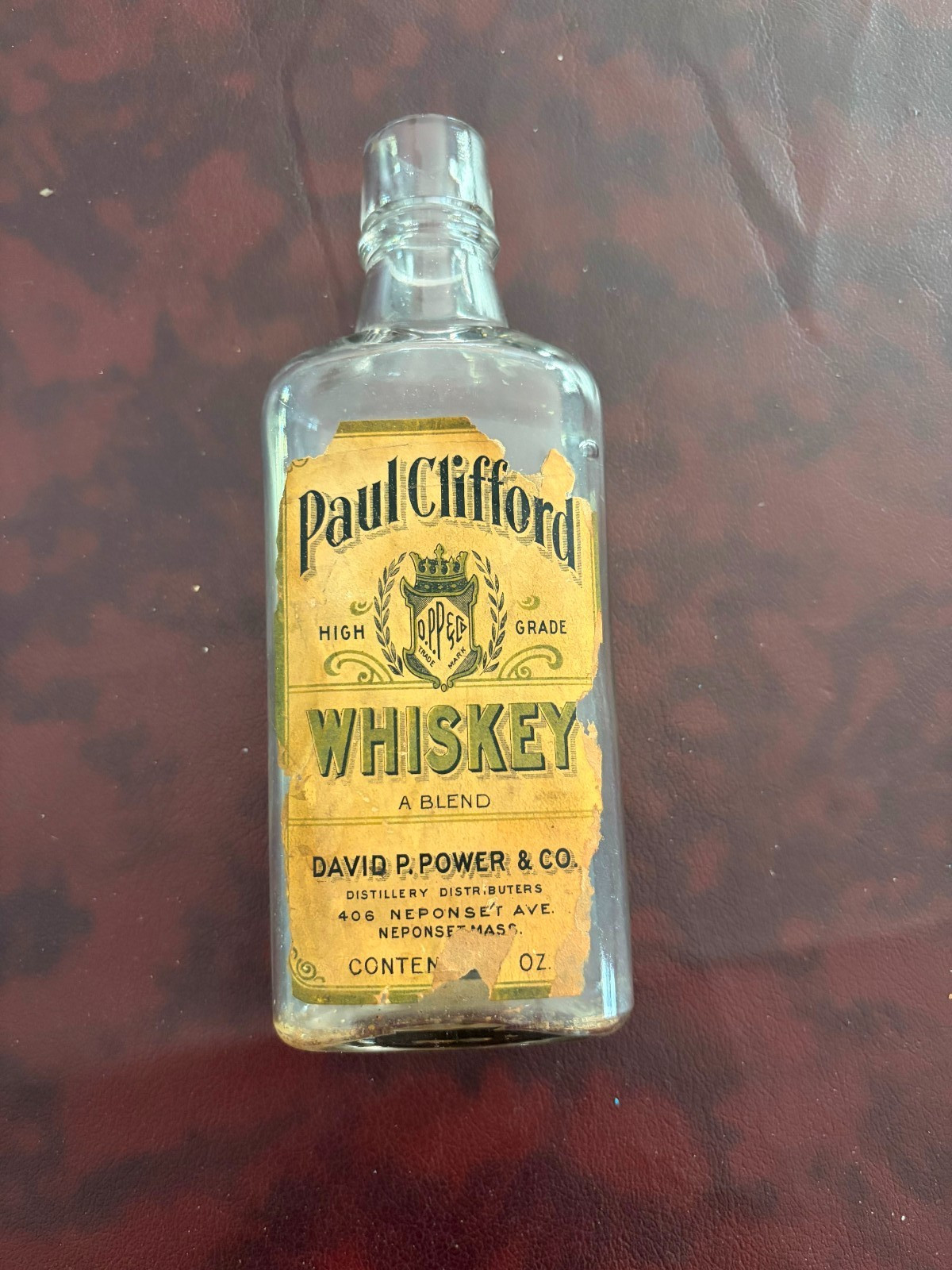Pre Prohibition Whiskey Bottle - David D. Power & Co., Neponset (Boston) Mass