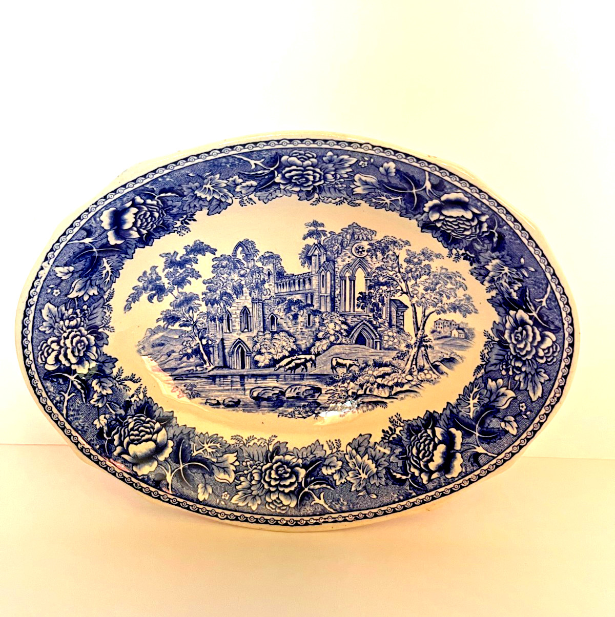 Vtg. Arabia Finland porcelain oval blue/white transfer ware serving bowl 10 inch Vtg. Arabia Finland porcelain oval blue/white transfer ware serving bowl 10 inch
