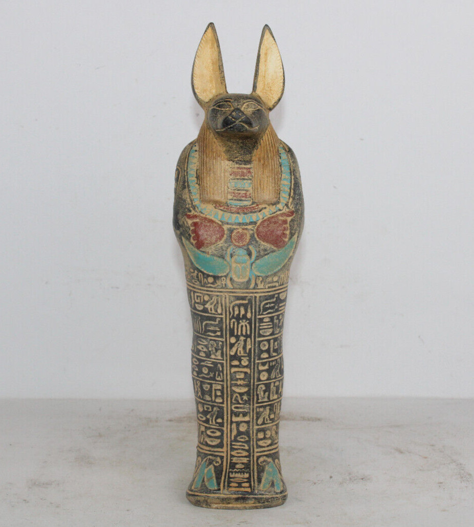 HANDMADE ANCIENT EGYPTIAN ANTIQUE STYLE ANUBIS Scarab and Hieroglyphic Symbols