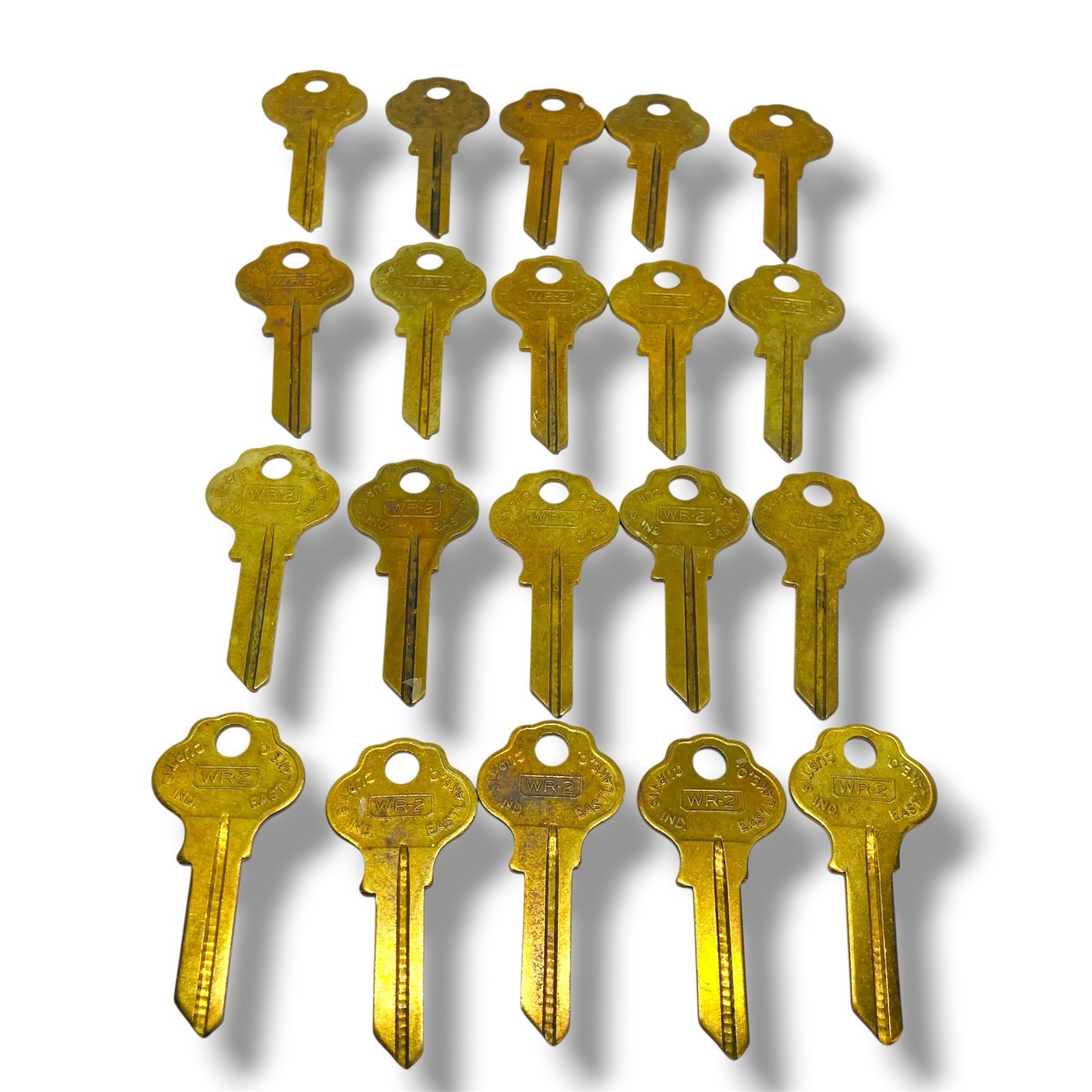 Lot of 20 Vintage WR-2 Brass Key Blanks - Curtis Industries  Eastlake- NOS Blank
