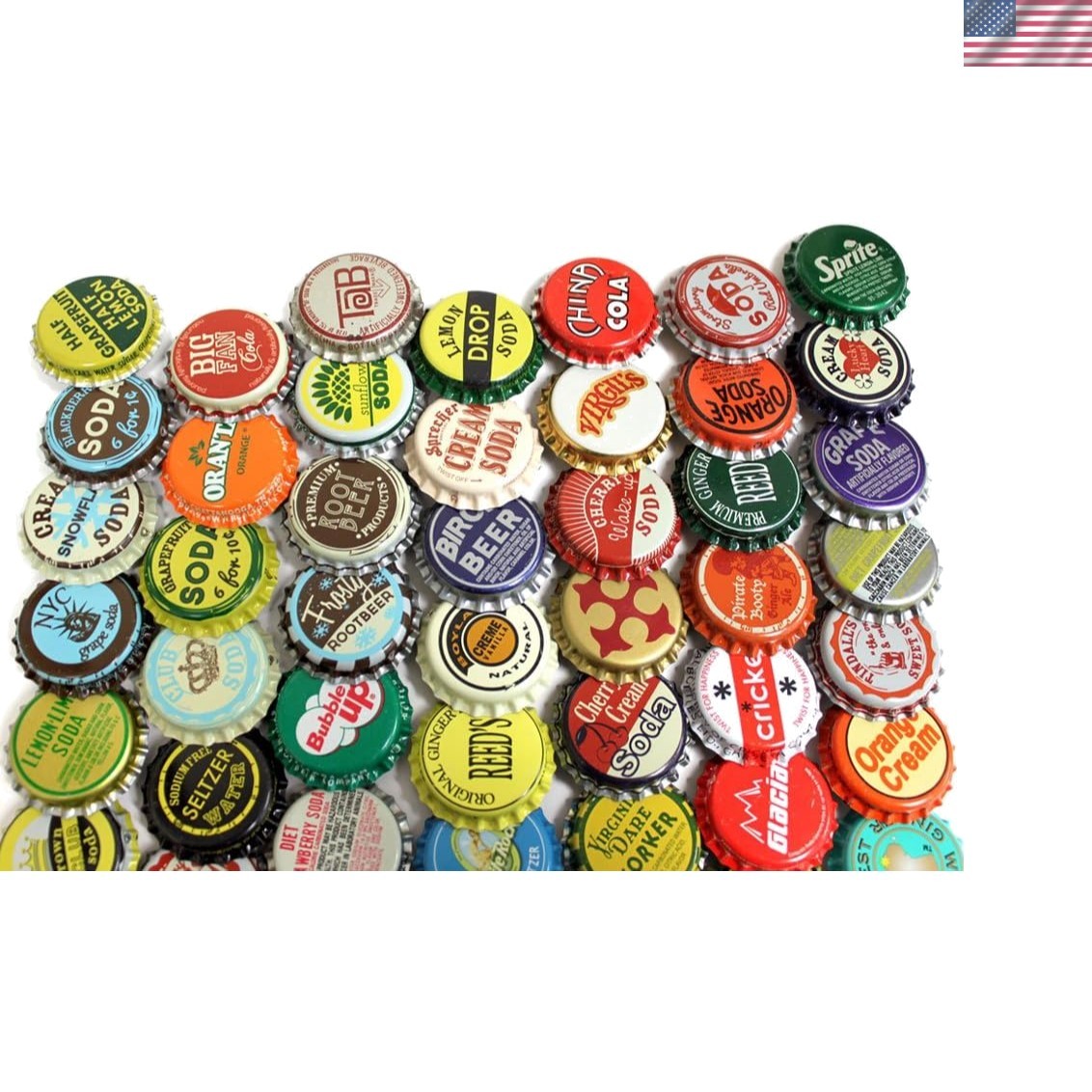 100 Unique Vintage Soda Bottle Caps - Rare Metal Collectibles in Mixed Designs
