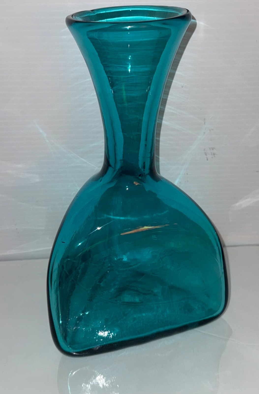 Rare Blenko Art Glass 1959 Husted AQUA asymmetrical decanter unsigned Rare Blenko Art Glass 1959 Husted AQUA asymmetrical decanter unsigned