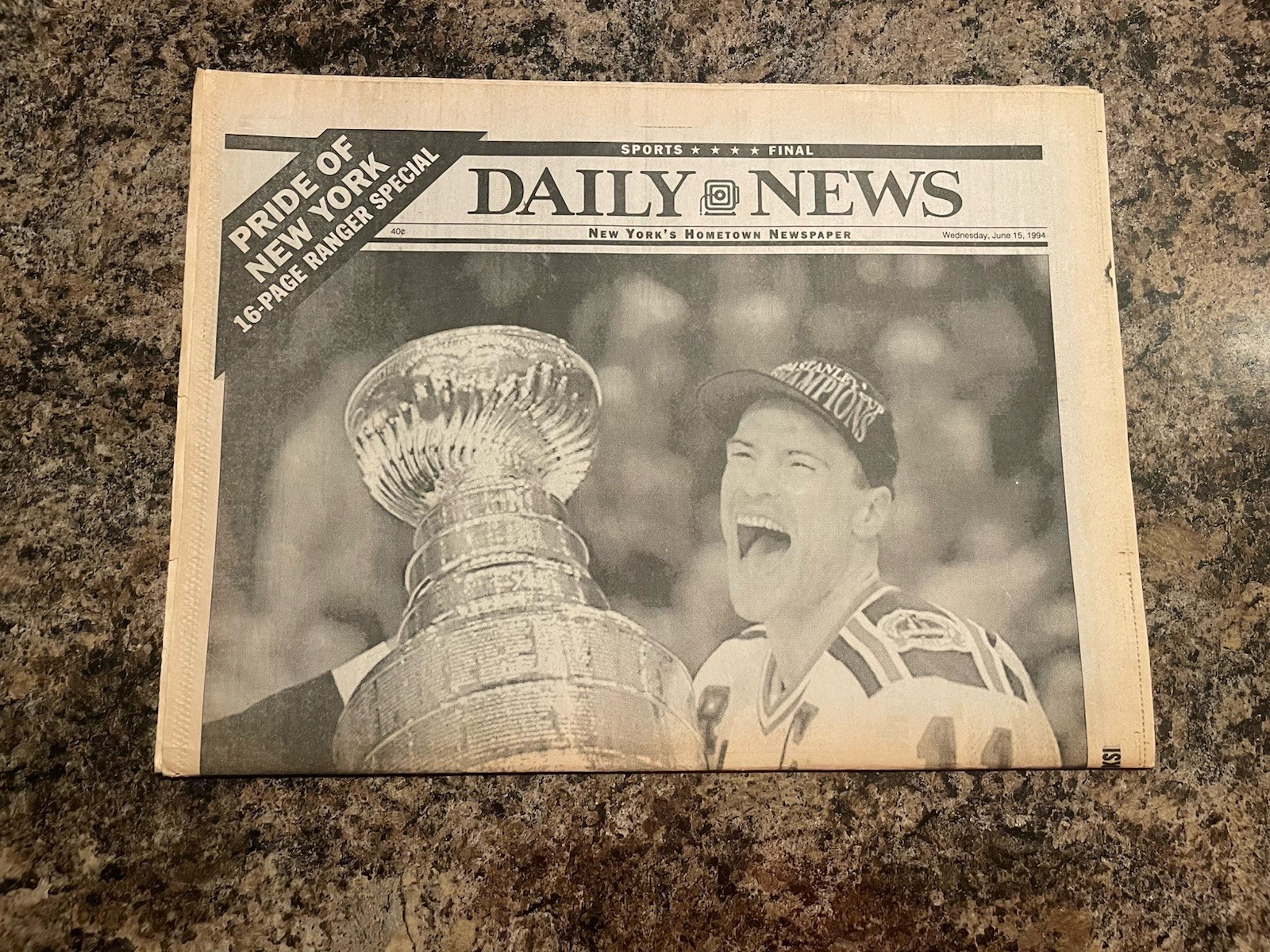 1994 New York Rangers NHL Champions Hockey Newspaper