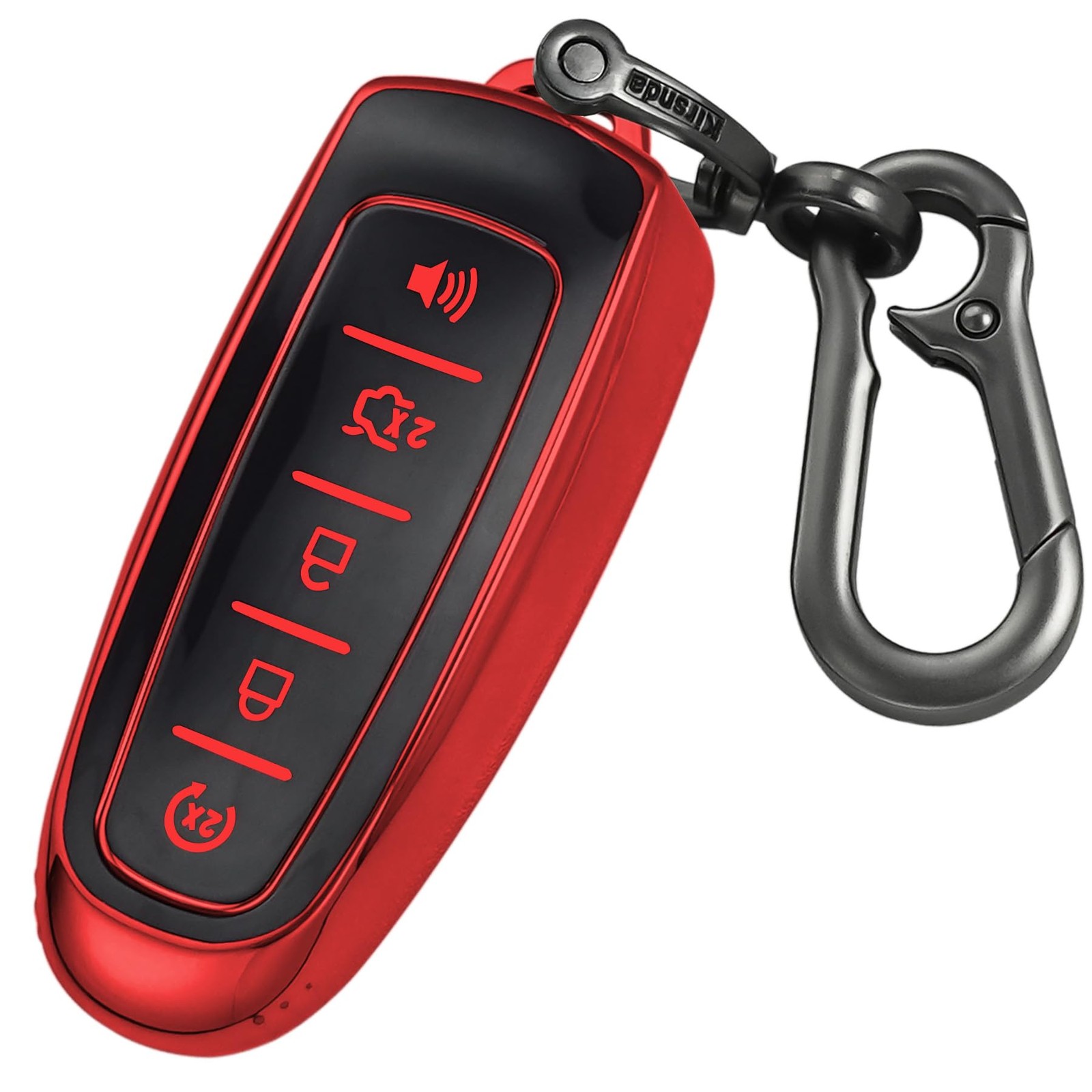 Kirsnda for Ford Key fob Cover with Keychain,Soft TPU case+keychain, Red Kirsnda for Ford Key fob Cover with Keychain,Soft TPU case+keychain, Red