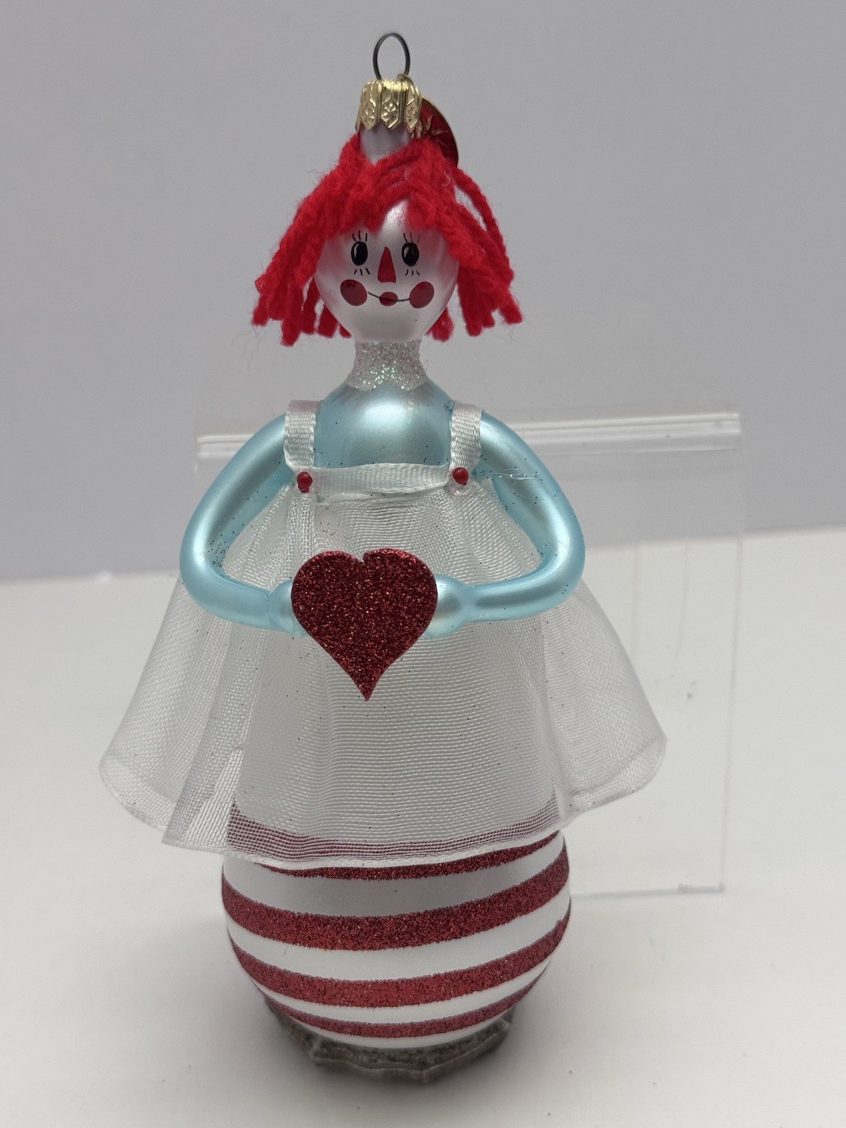 Christopher Radko Raggedy Ann 2002 Hearts & Stripes Glass Ornament 6\