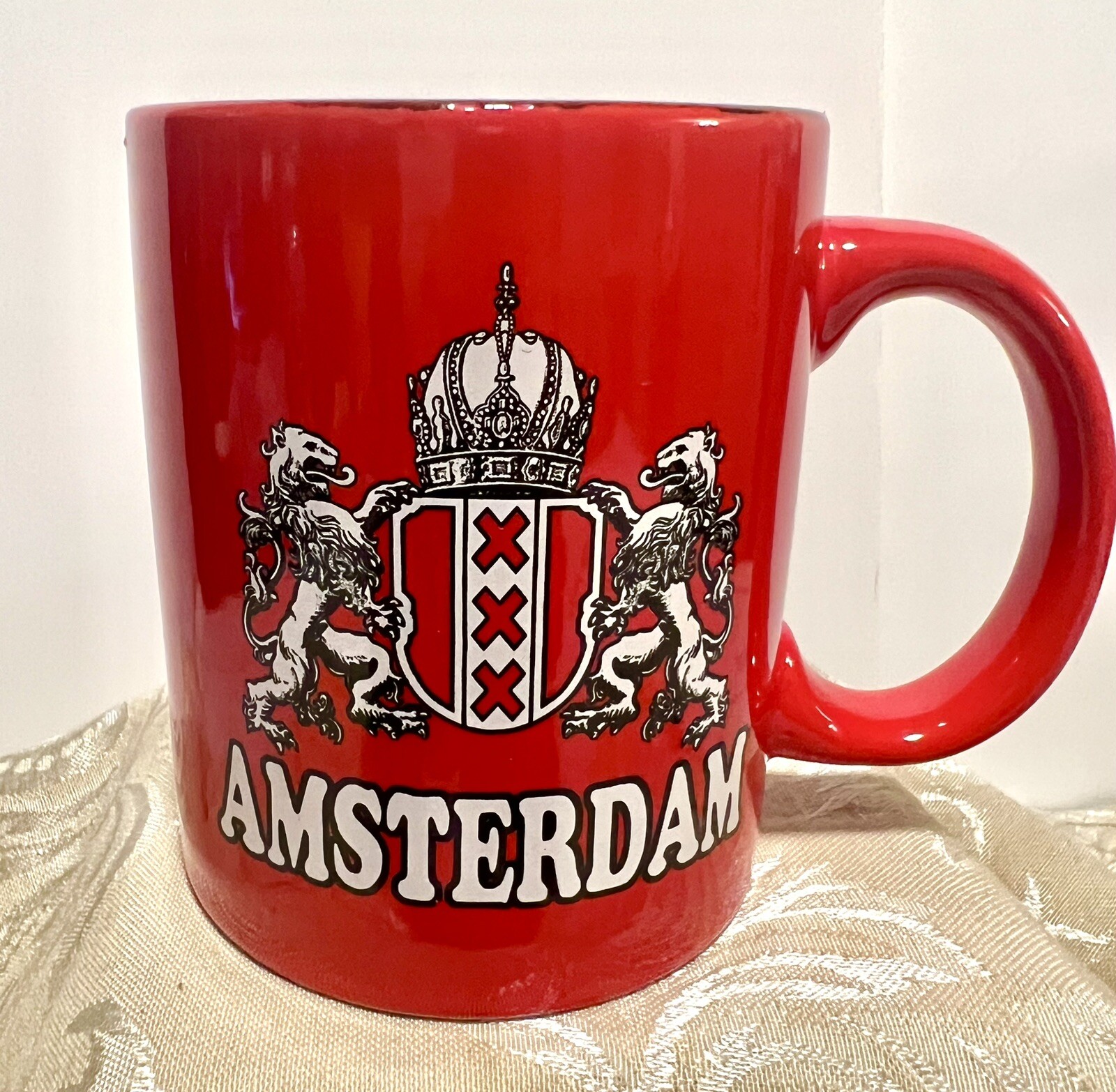 Amsterdam Netherlands Lyons Crest Red Coffee Mug Tea Cup