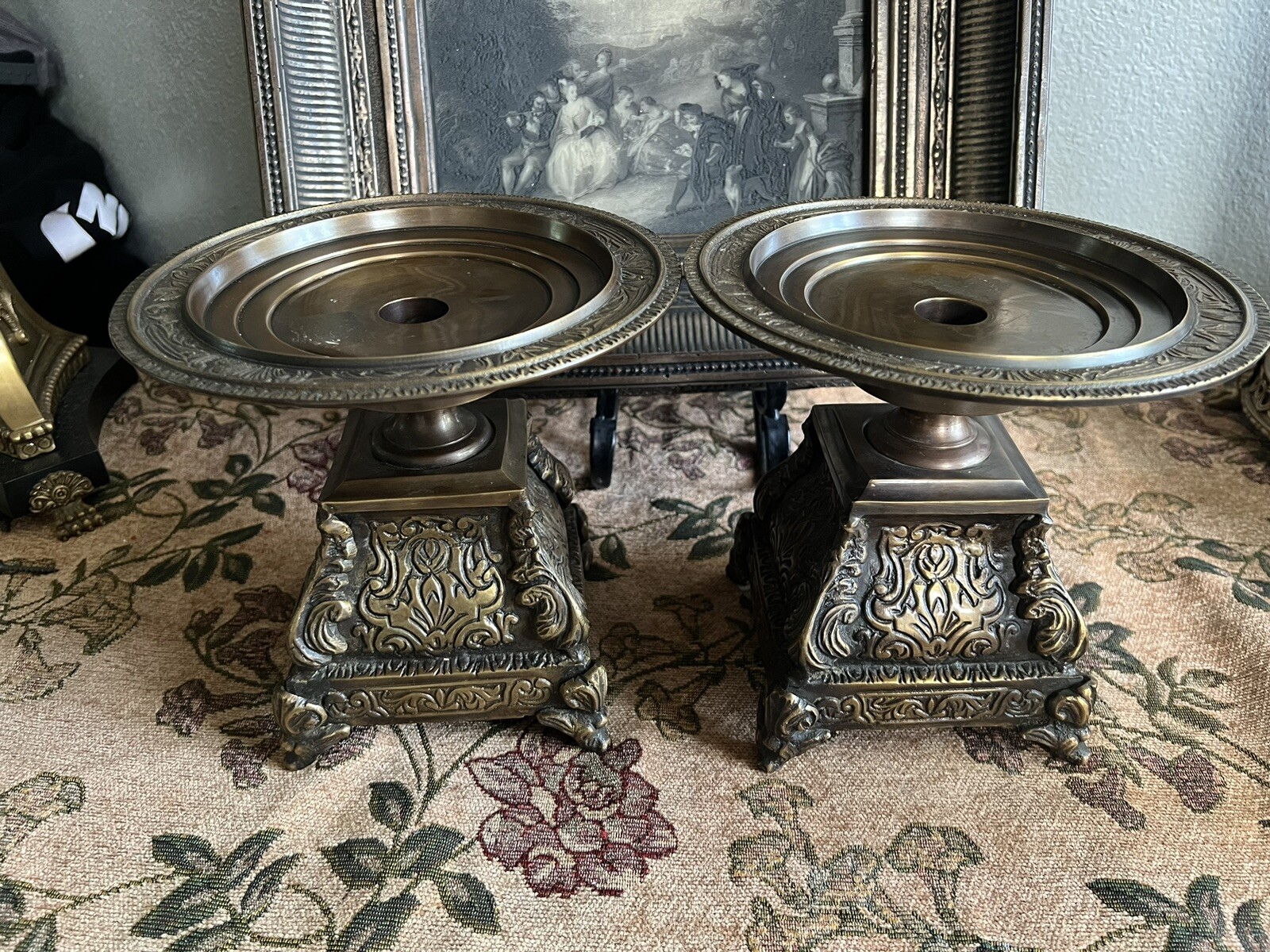 Vintage Castilian Candle Holder  Brass - Heavy - 5 pounds