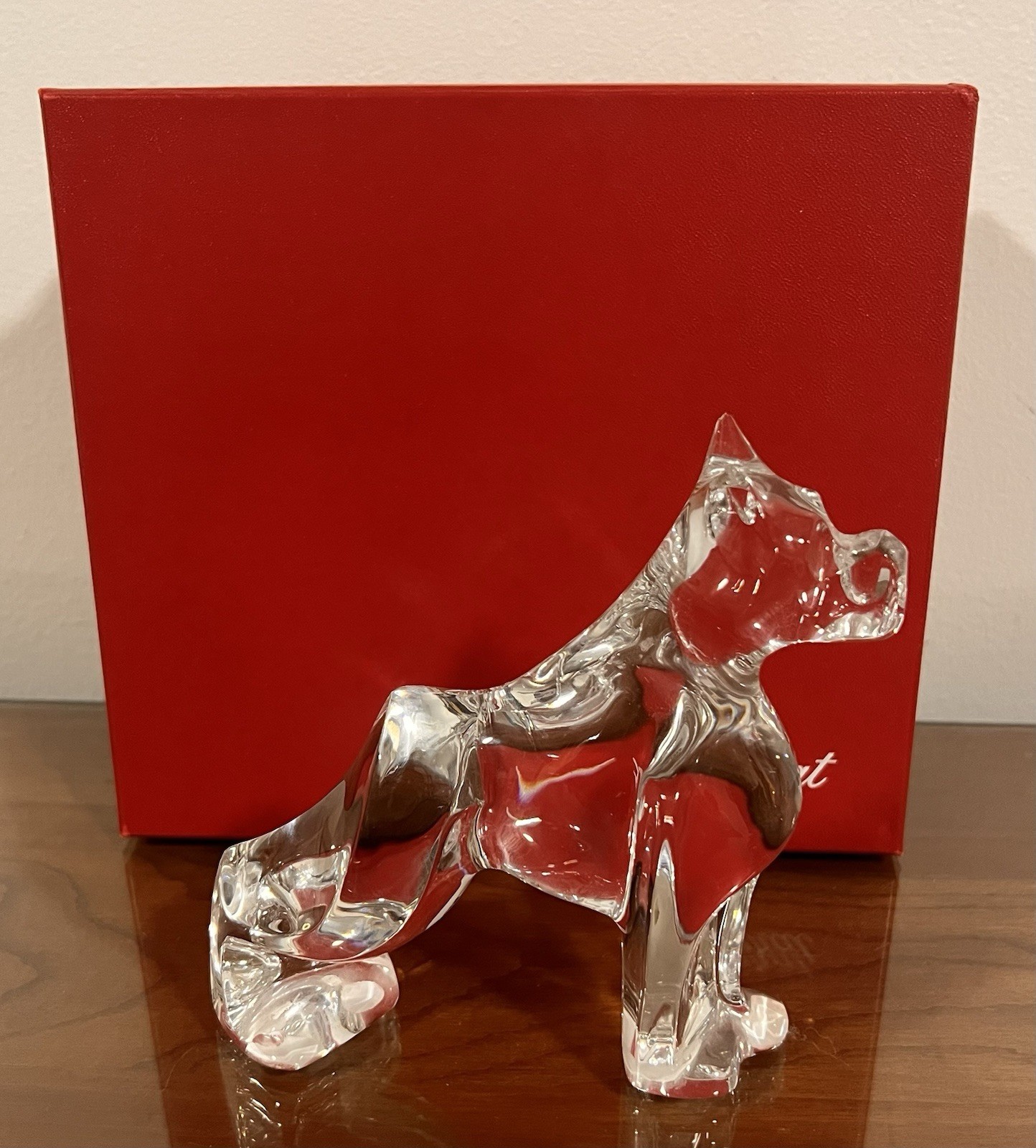Baccarat Crystal Boxer Dog Figurine Read Description Chipped 