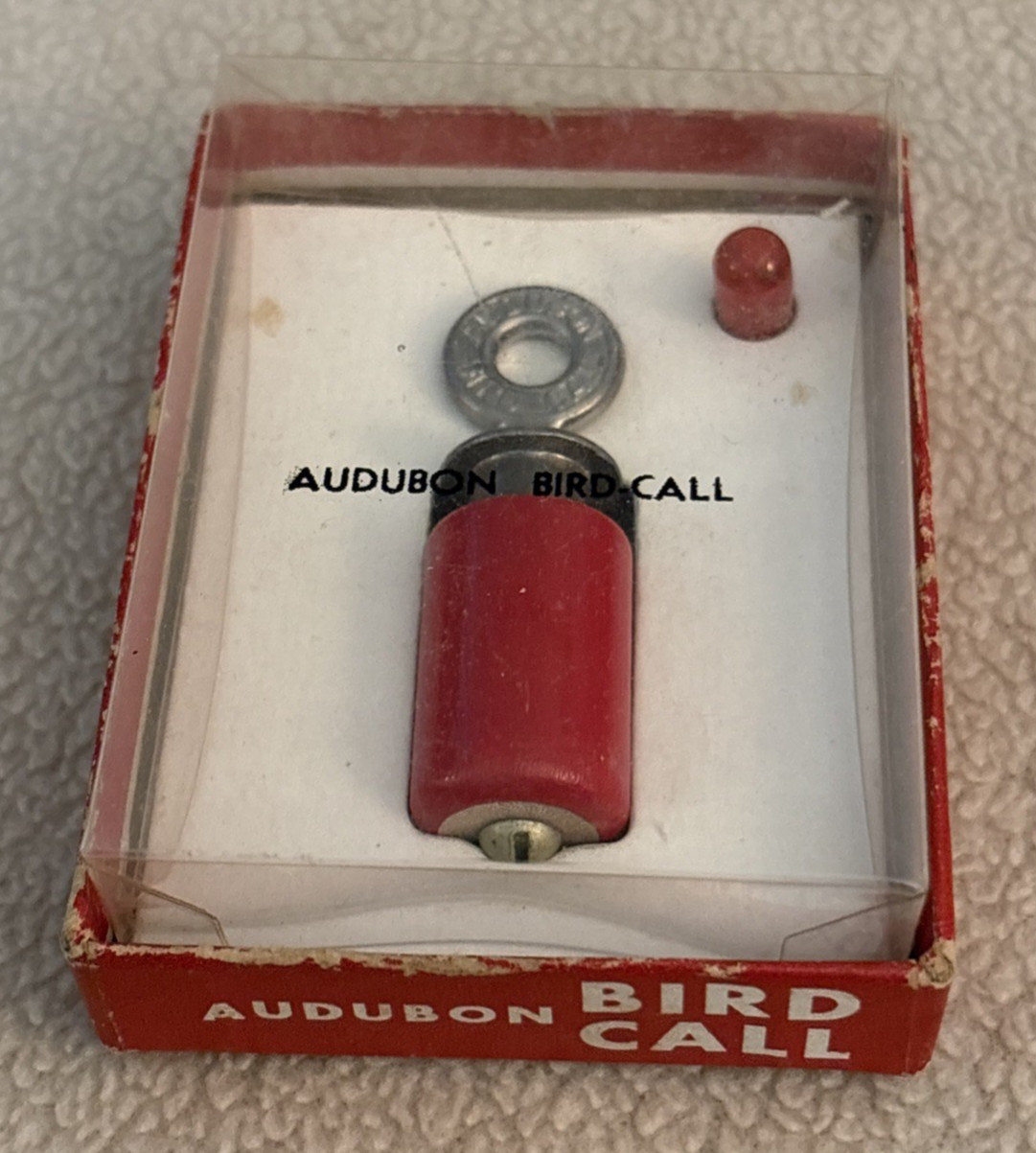 Vintage Audubon Bird Call In Original Box Appears Unused ~ Box shows shelf wear