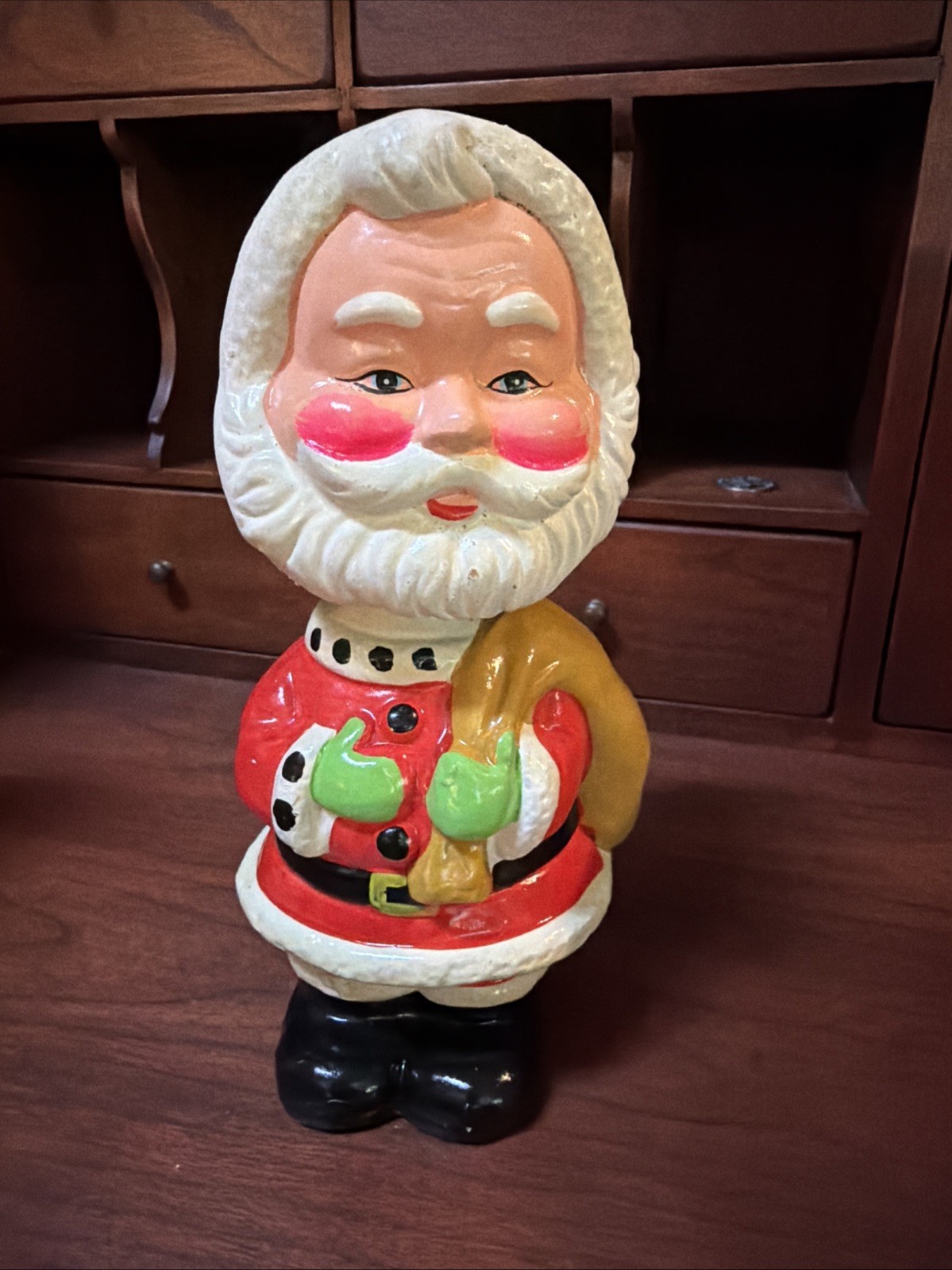 Vtg 1950s Nasco Santa Bobblehead Bank Chalkware Nodder Japan ORIGINAL BOX Label