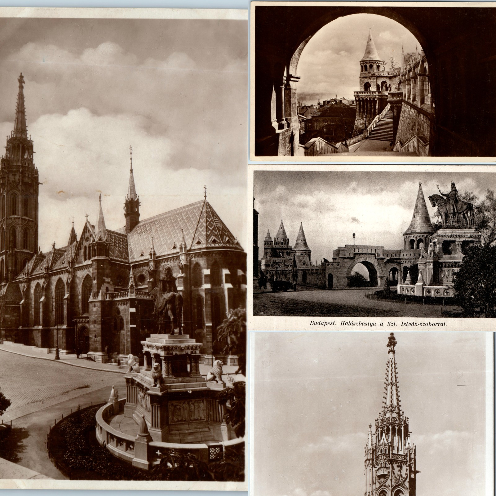 x4 LOT c1930s Budapest Hungary RPPC Postcard Matthias Church Fisherman's Bastion x4 LOT c1930s Budapest Hungary RPPC Postcard Matthias Church Fisherman's Bastion