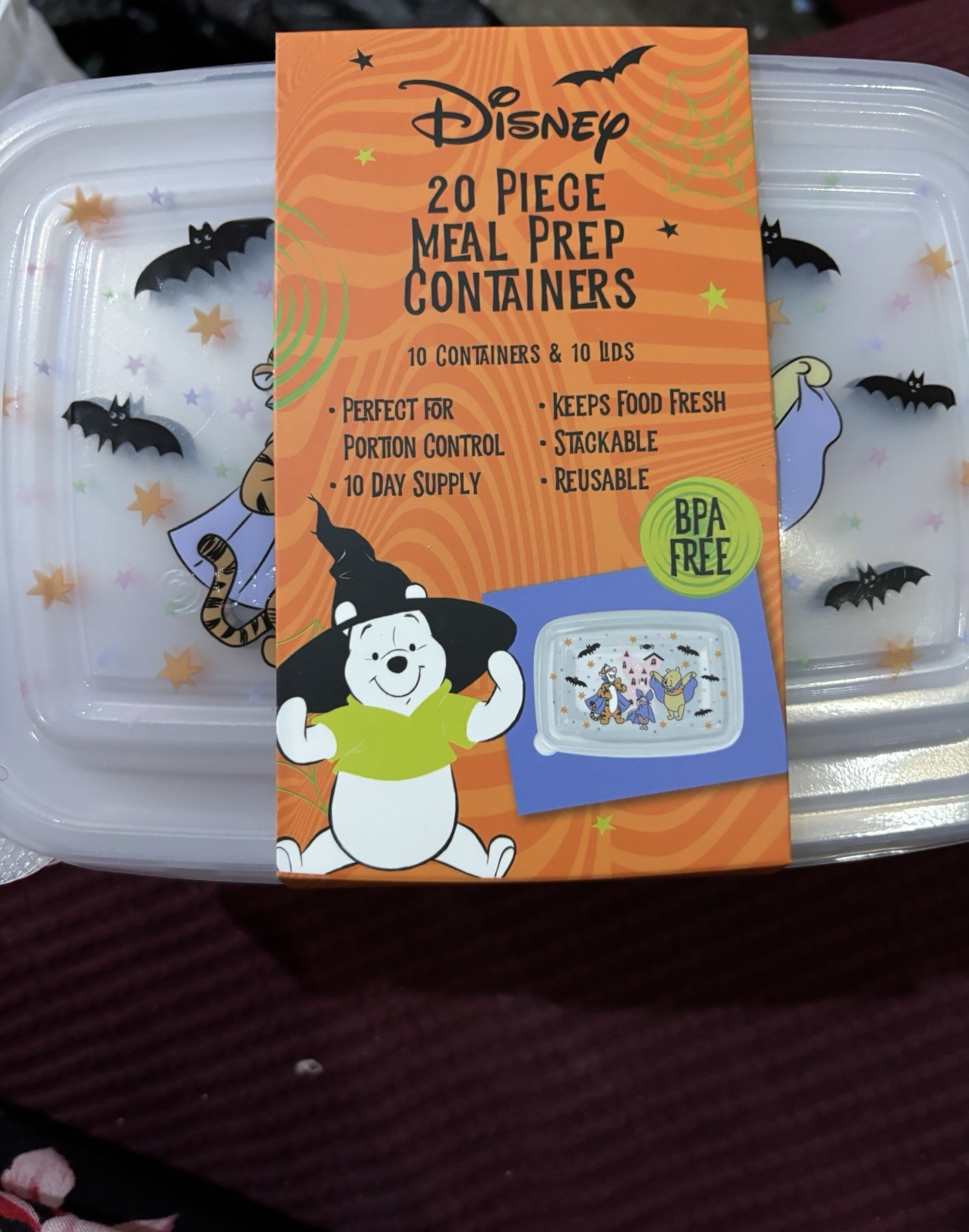 Disney Winnie the Pooh Tigger & Piglet 20 Pc Halloween Meal Prep Containers
