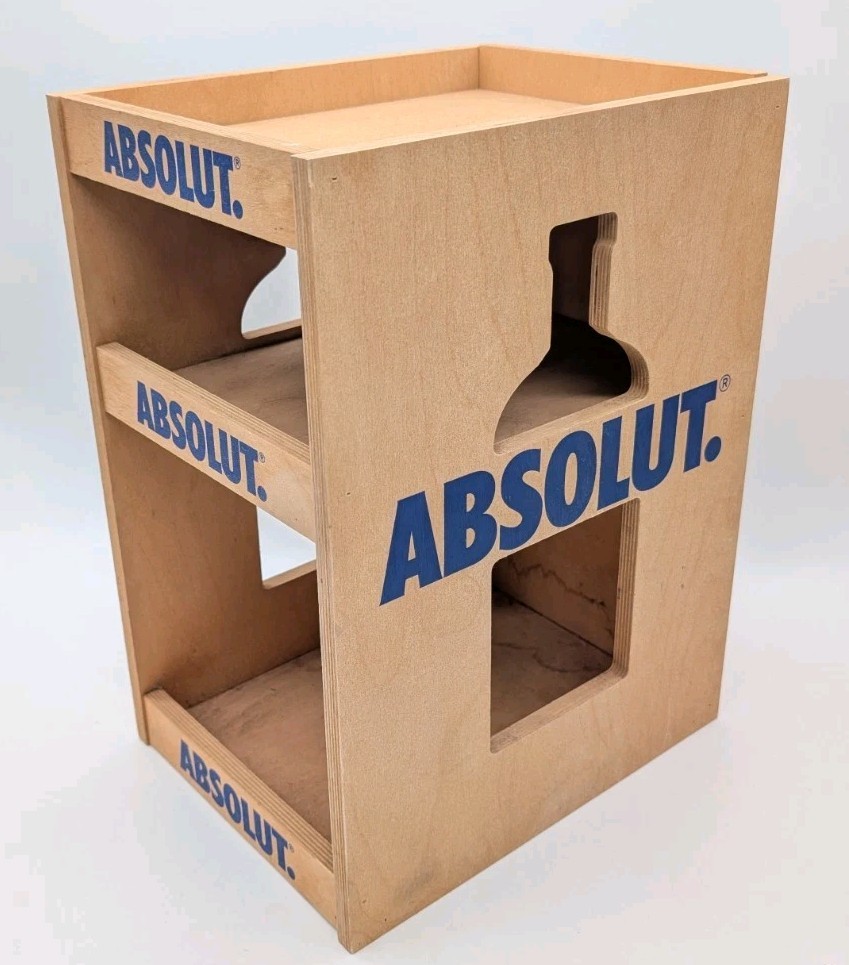 Absolut Vodka Promotional Storage Shelf Wood Barware Home Bar 9\ Absolut Vodka Promotional Storage Shelf Wood Barware Home Bar 9\