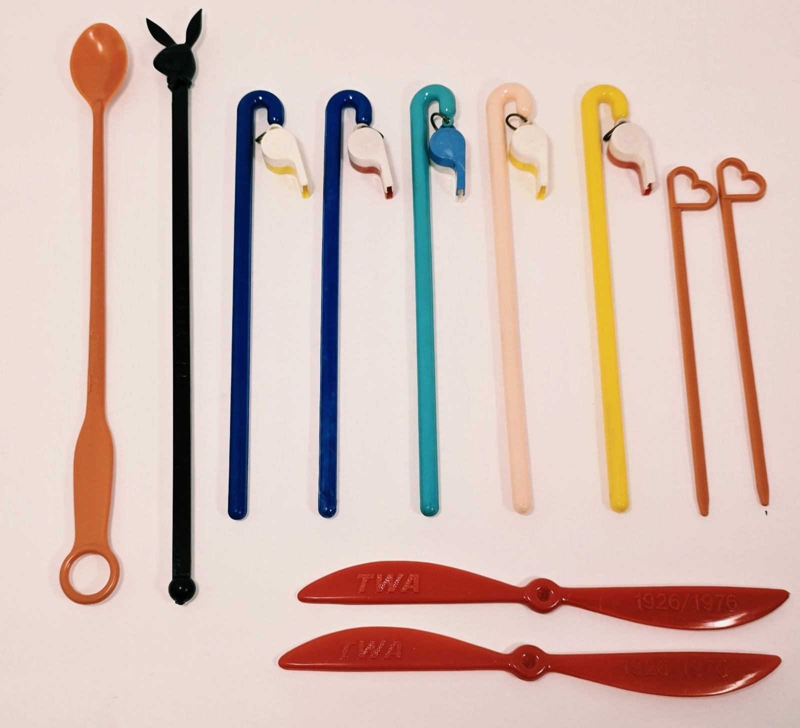 Vintage Mid-Century Swizzle Stick Lot-TWA, Tupperware, Playboy & Unbranded