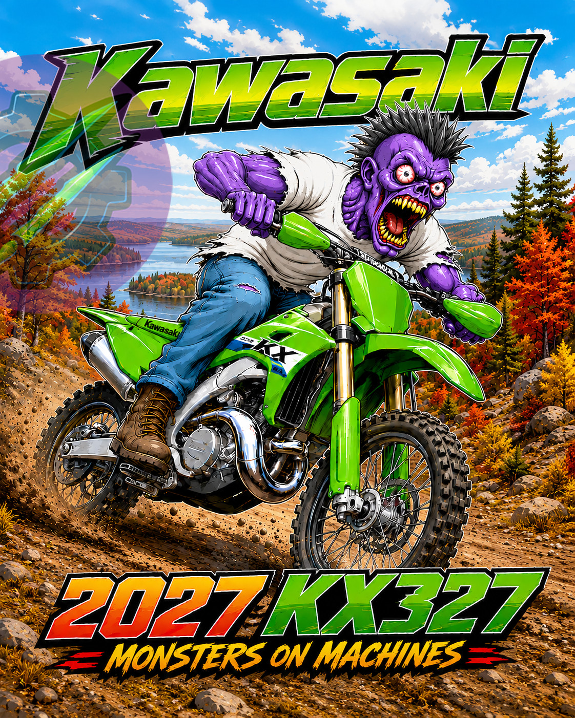 2027 Kawasaki KX327 8x10 Glossy Photo Print Monster Motocross Dirt Bike Art