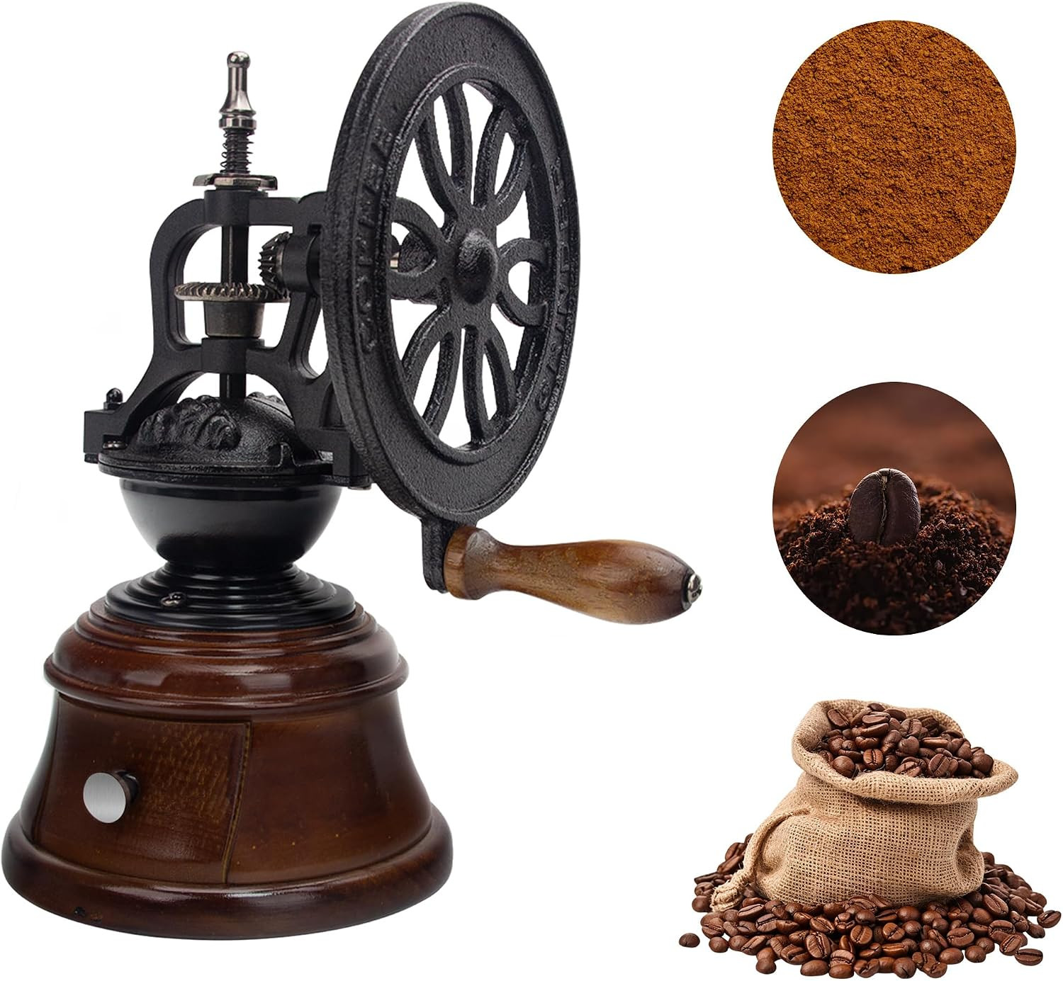 Classic Vintage Manual Coffee Grinder - Black & Brown, 10.63x5.75 Inch Classic Vintage Manual Coffee Grinder - Black & Brown, 10.63x5.75 Inch