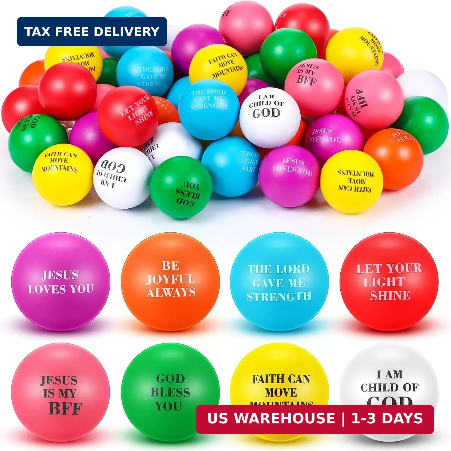 Silipull 48 Pcs Christian Bible Verse Balls Bulk, Bible Toys for Kids Silipull 48 Pcs Christian Bible Verse Balls Bulk, Bible Toys for Kids