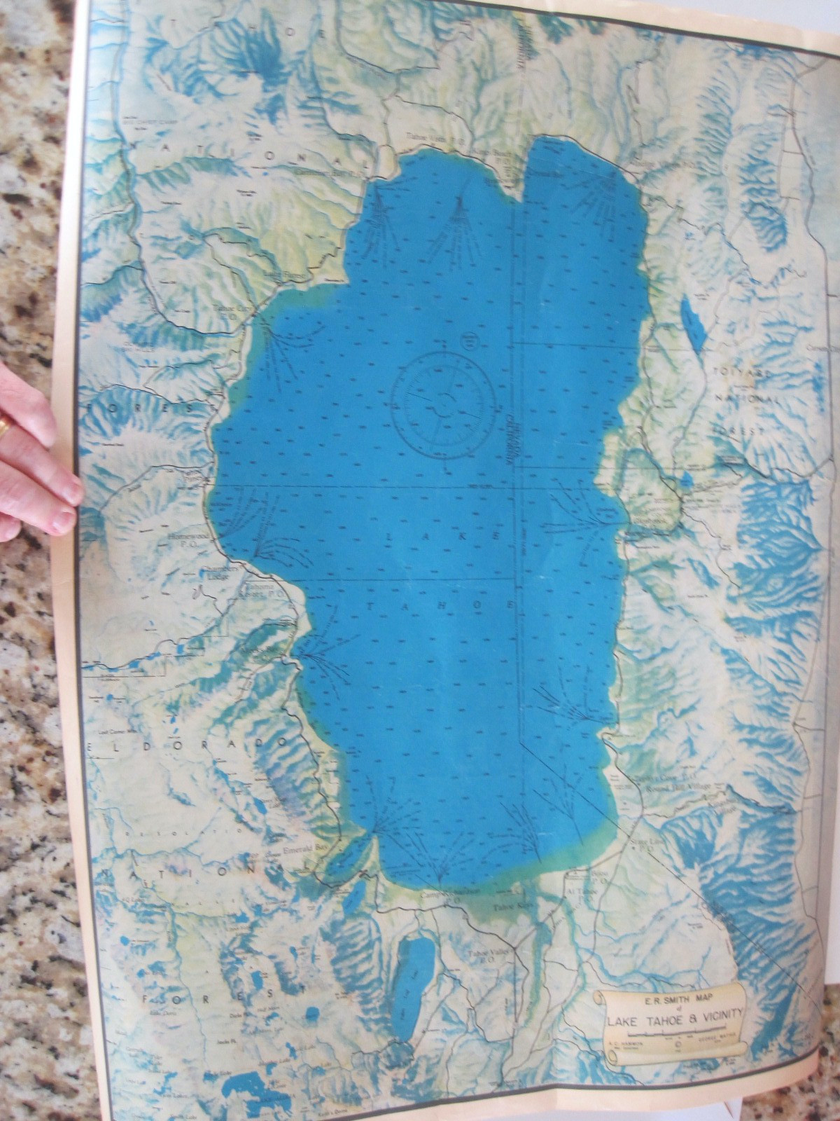 Lake Tahoe Map Antique Vintage Ready To Frame W/ History On Back 16\