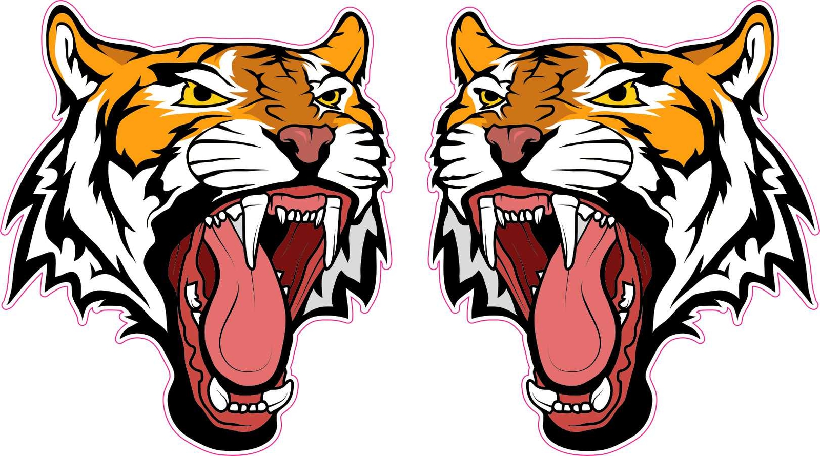 StickerTalk Mirrored Tiger Head Mascot Stickers, 2.6 inches x 3 inches