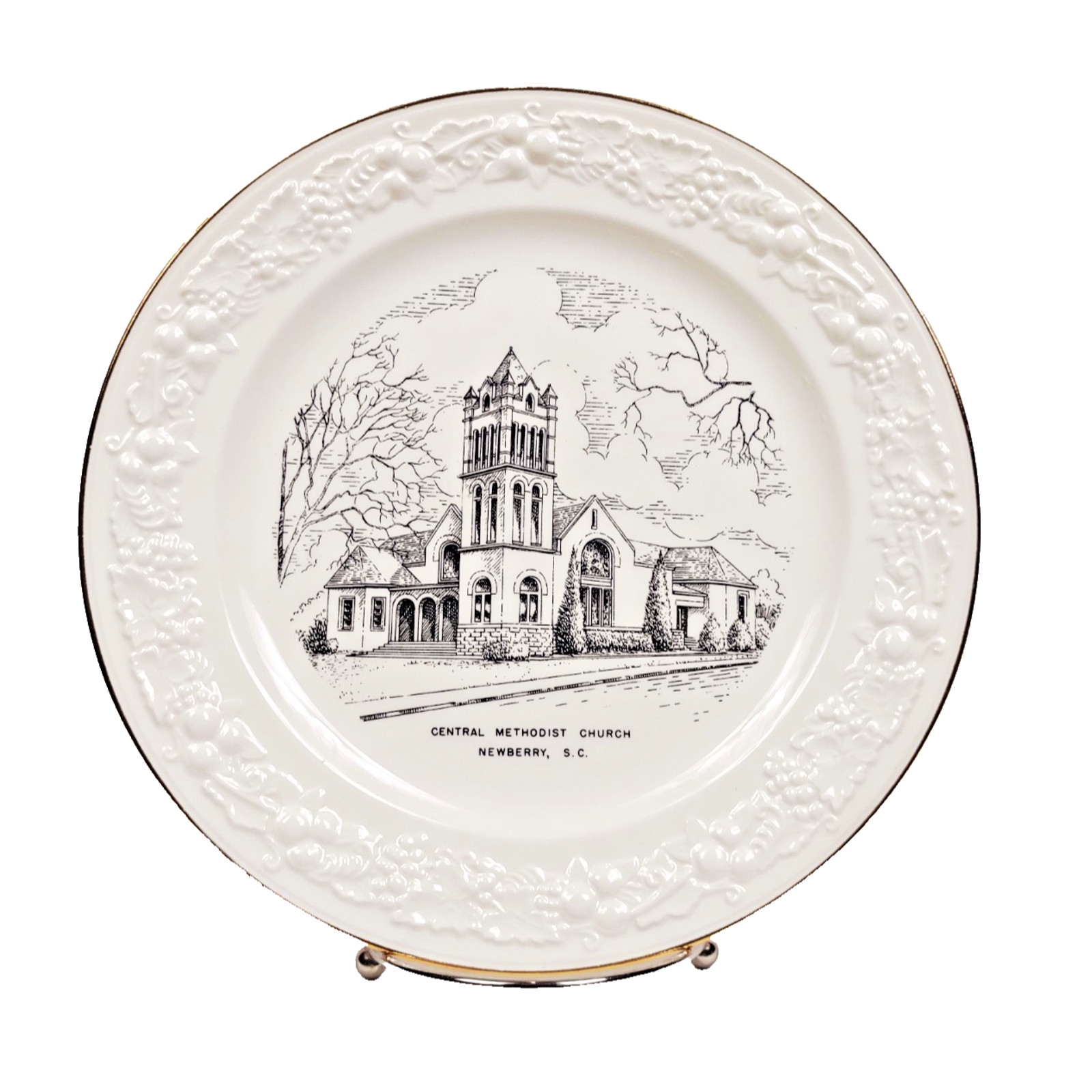 Homer Laughlin Eggshell Plate Newberry SC B52N5 Central Methodist Church 1950\'s