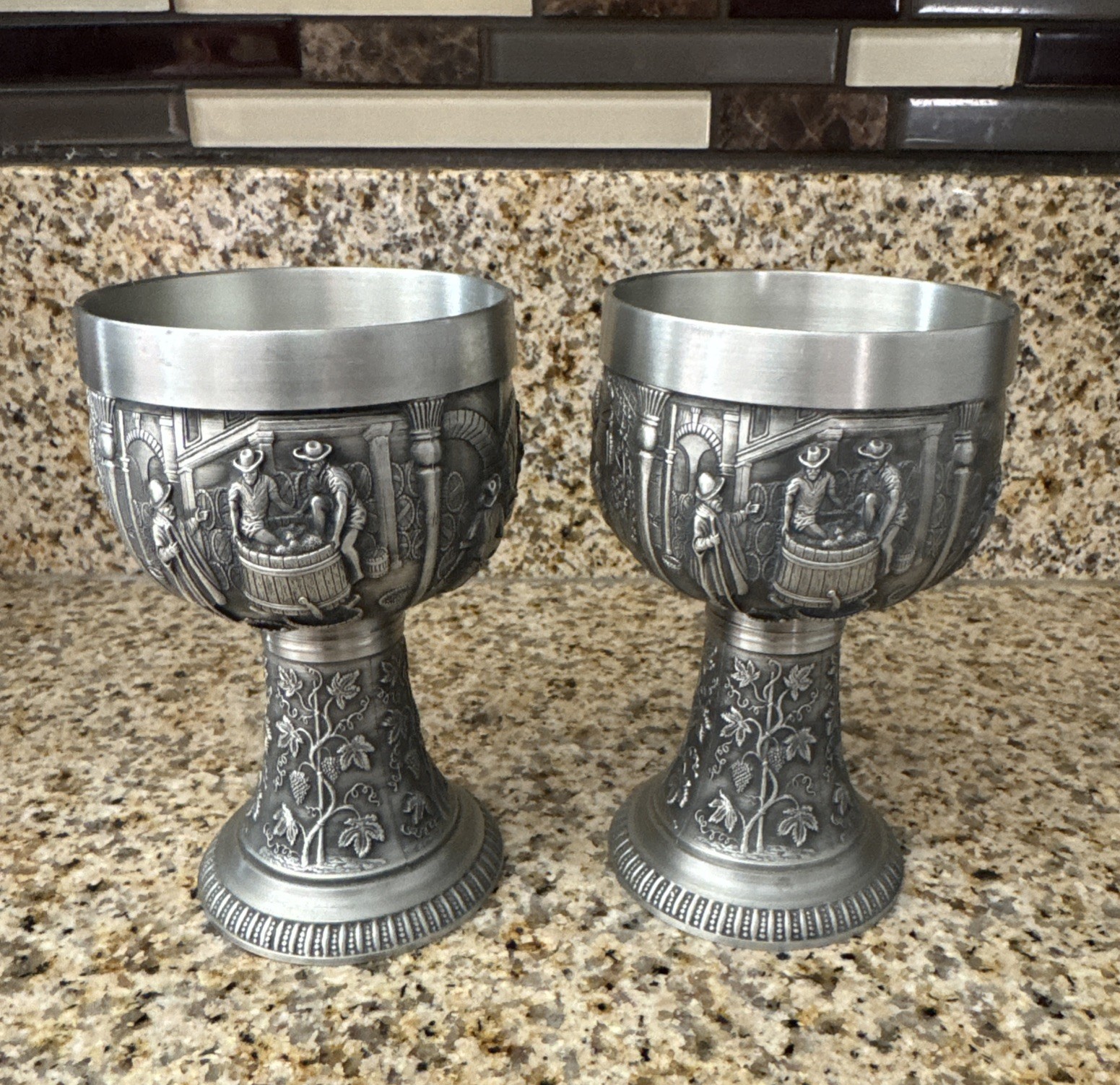 Vintage Rein Zinn Becker Stuttgart Germany Goblet SKS, 5.5” Tall, 95% Pewter (2)