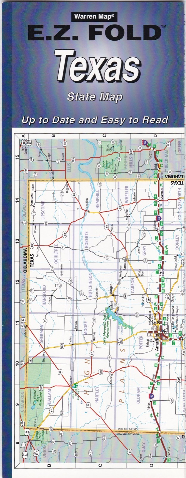 Texas Laminated EZ Fold Road Map 